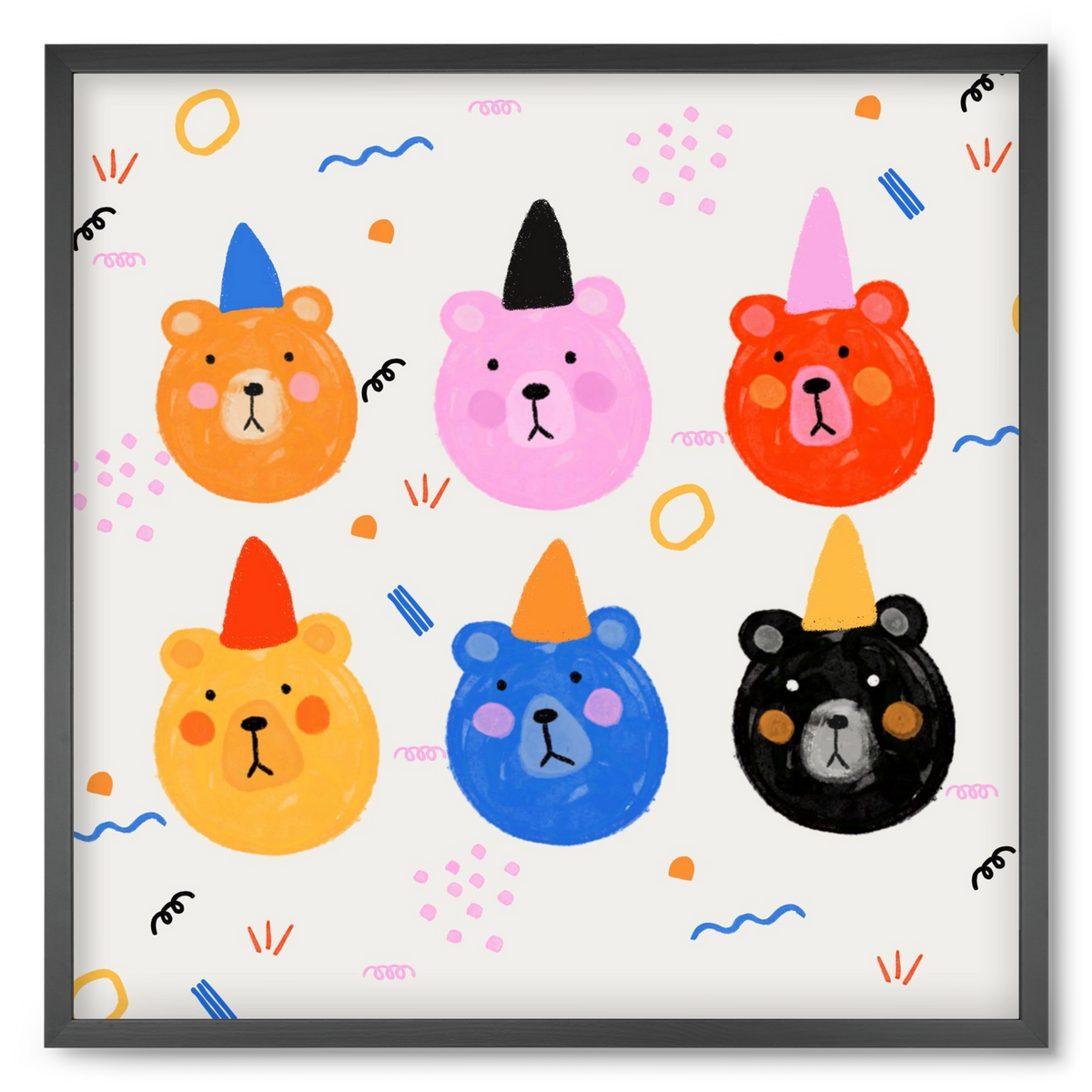 Party Bears , 50x50 cm (50x50 cm), Fekete keret