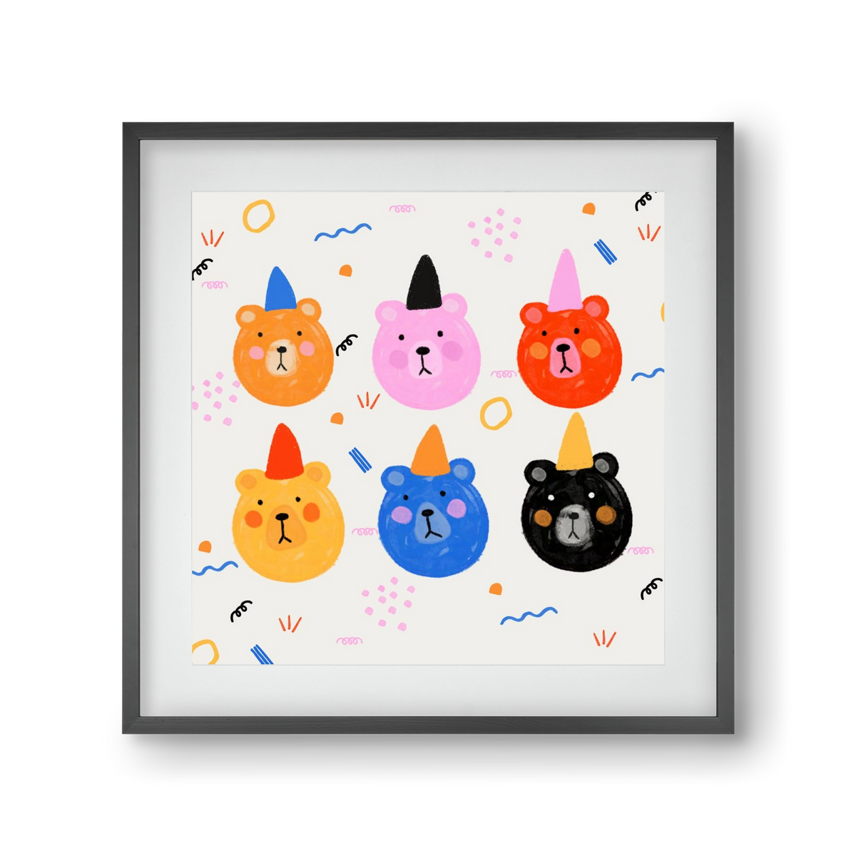 Party Bears , 30x30 cm (20x20 cm), Fekete keret, paszpartuval