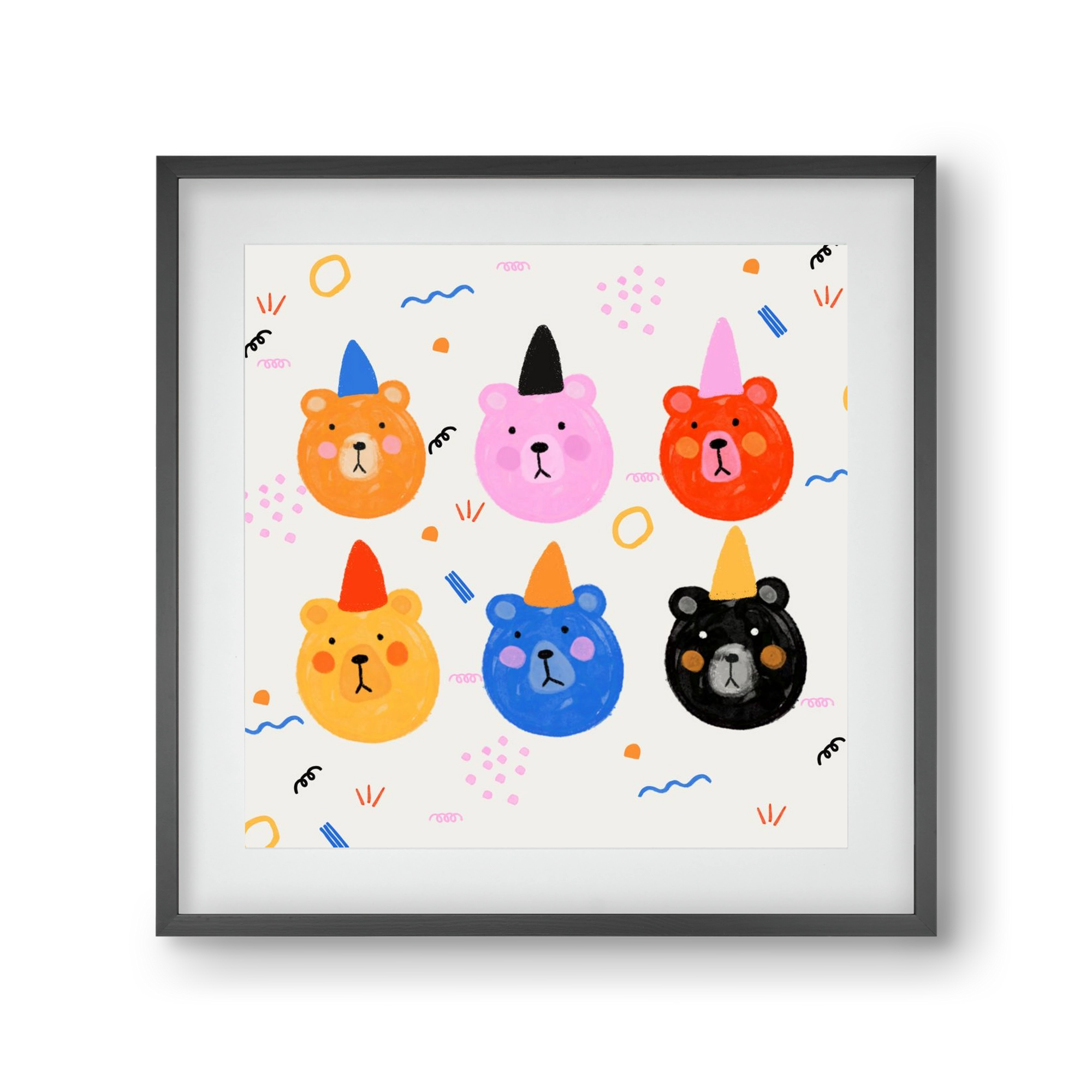 Party Bears , 30x30 cm (20x20 cm), Fekete keret, paszpartuval