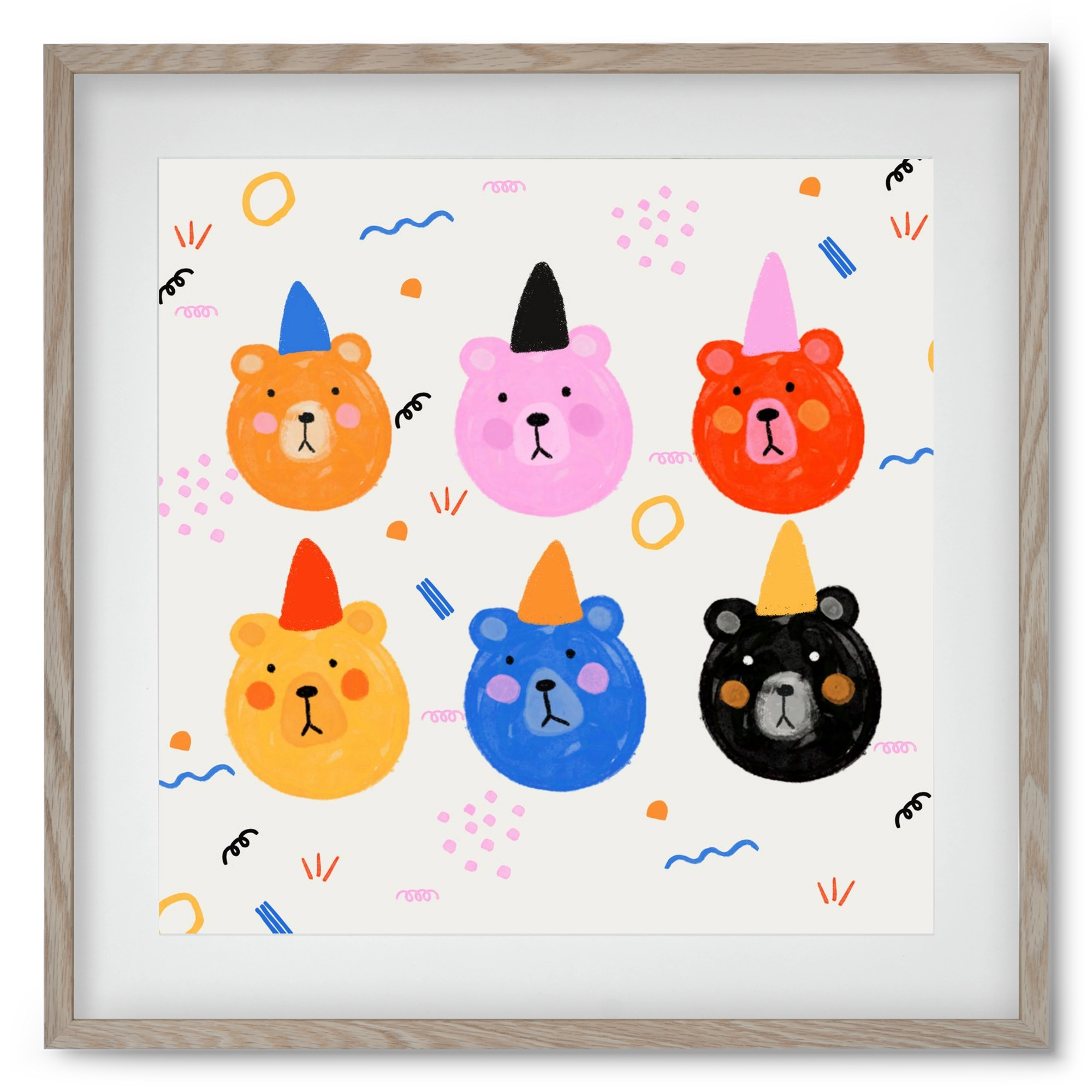 Party Bears , 50x50 cm (40x40 cm), Tölgy keret, paszpartuval