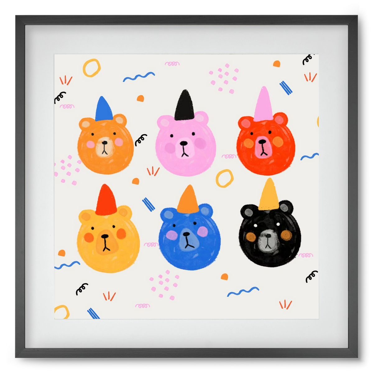 Party Bears , 50x50 cm (40x40 cm), Fekete keret, paszpartuval