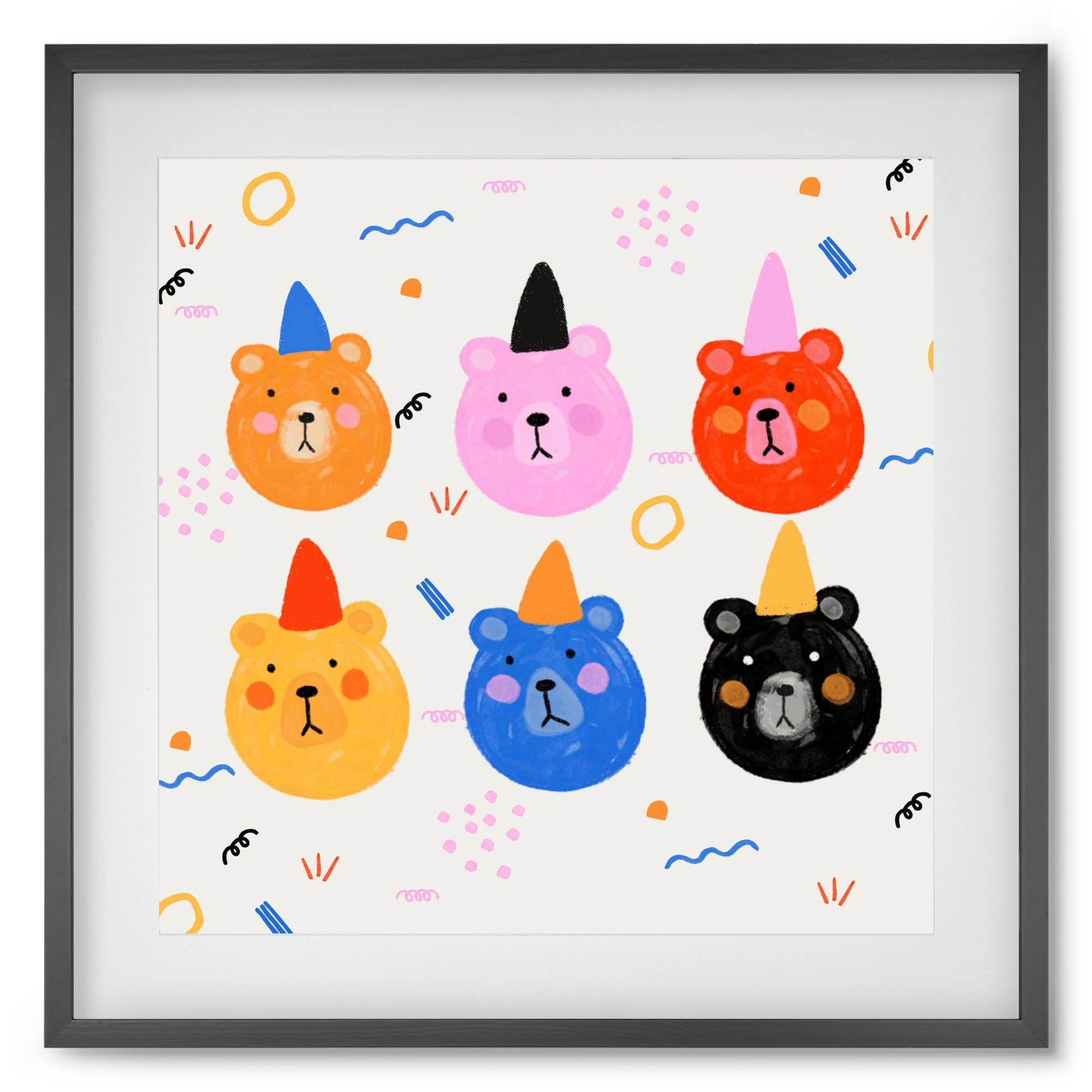 Party Bears , 50x50 cm (40x40 cm), Fekete keret, paszpartuval