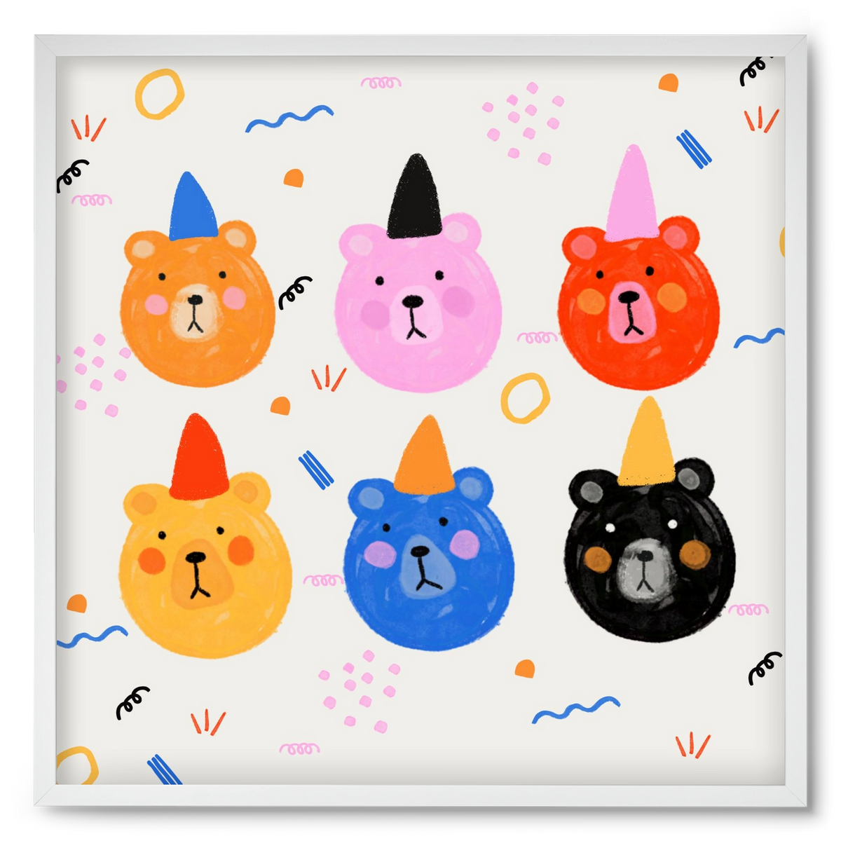 Party Bears , 50x50 cm (50x50 cm), Fehér keret