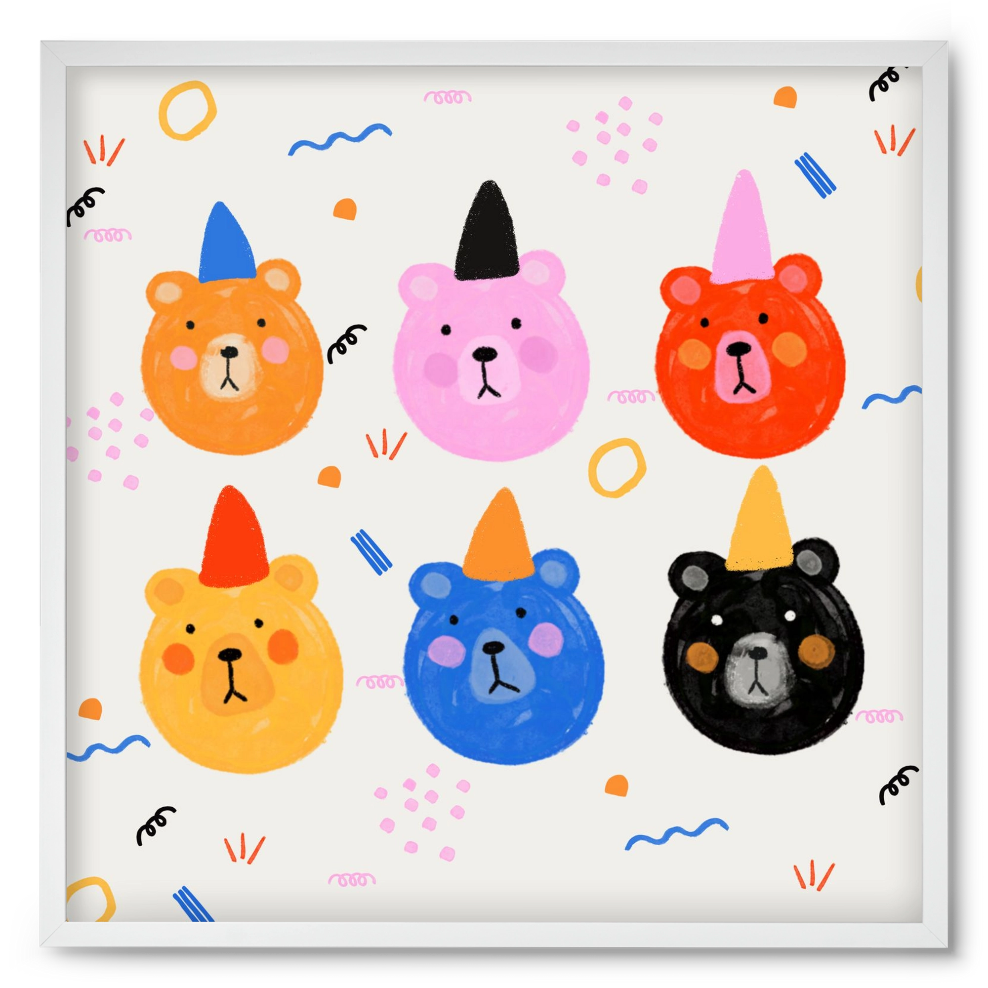 Party Bears , 50x50 cm (50x50 cm), Fehér keret