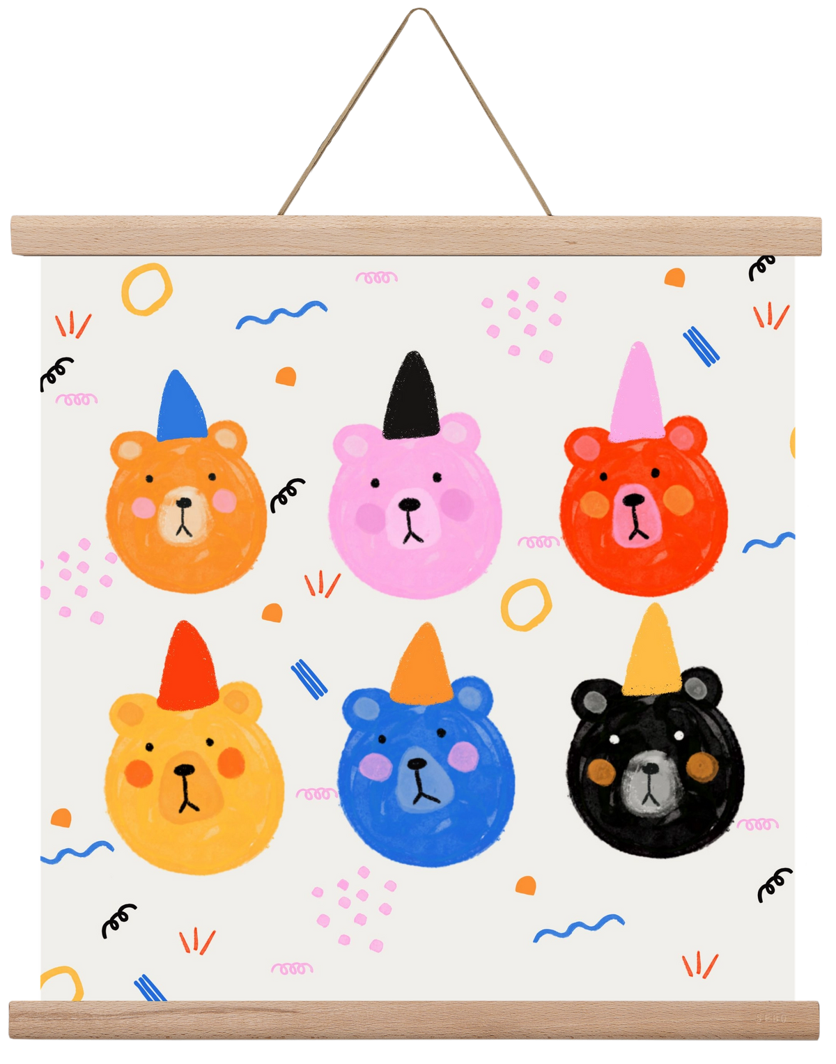 Party Bears , 40x40 cm (40x40 cm), Tölgy akasztó