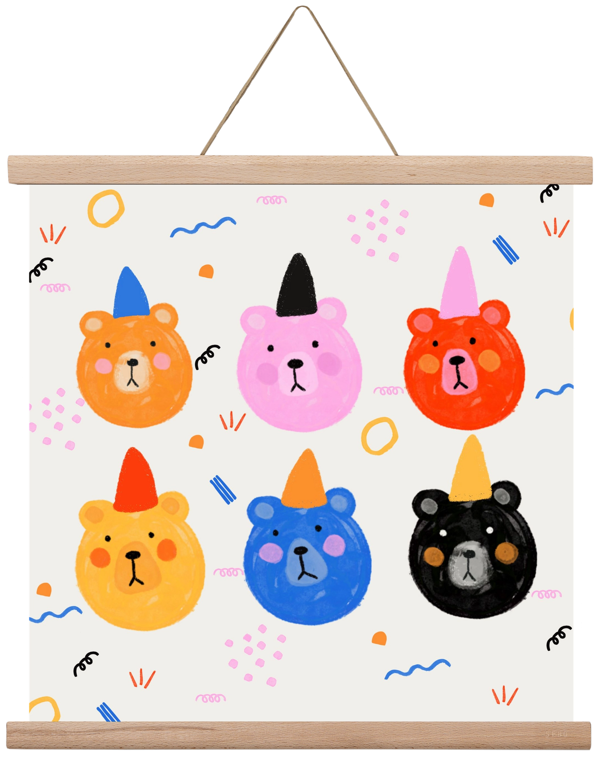 Party Bears , 40x40 cm (40x40 cm), Tölgy akasztó