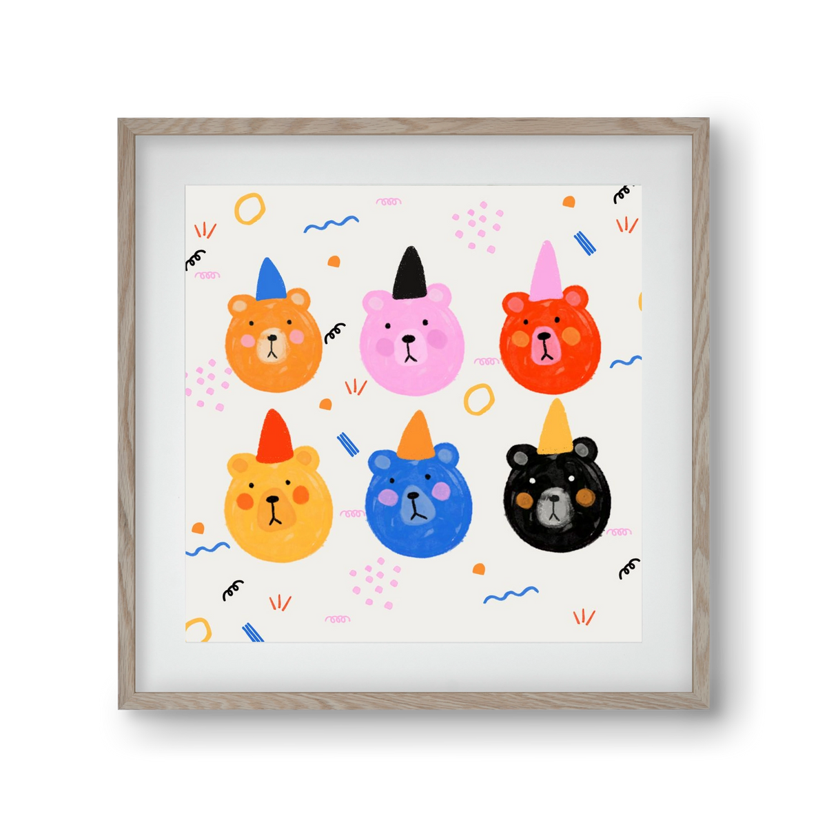 Party Bears , 30x30 cm (20x20 cm), Tölgy keret, paszpartuval