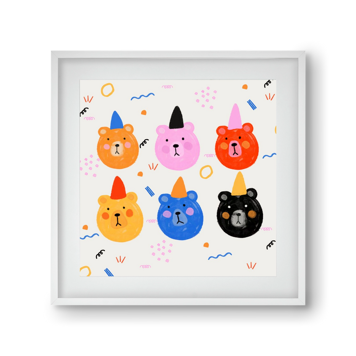 Party Bears , 30x30 cm (20x20 cm), Fehér keret, paszpartuval