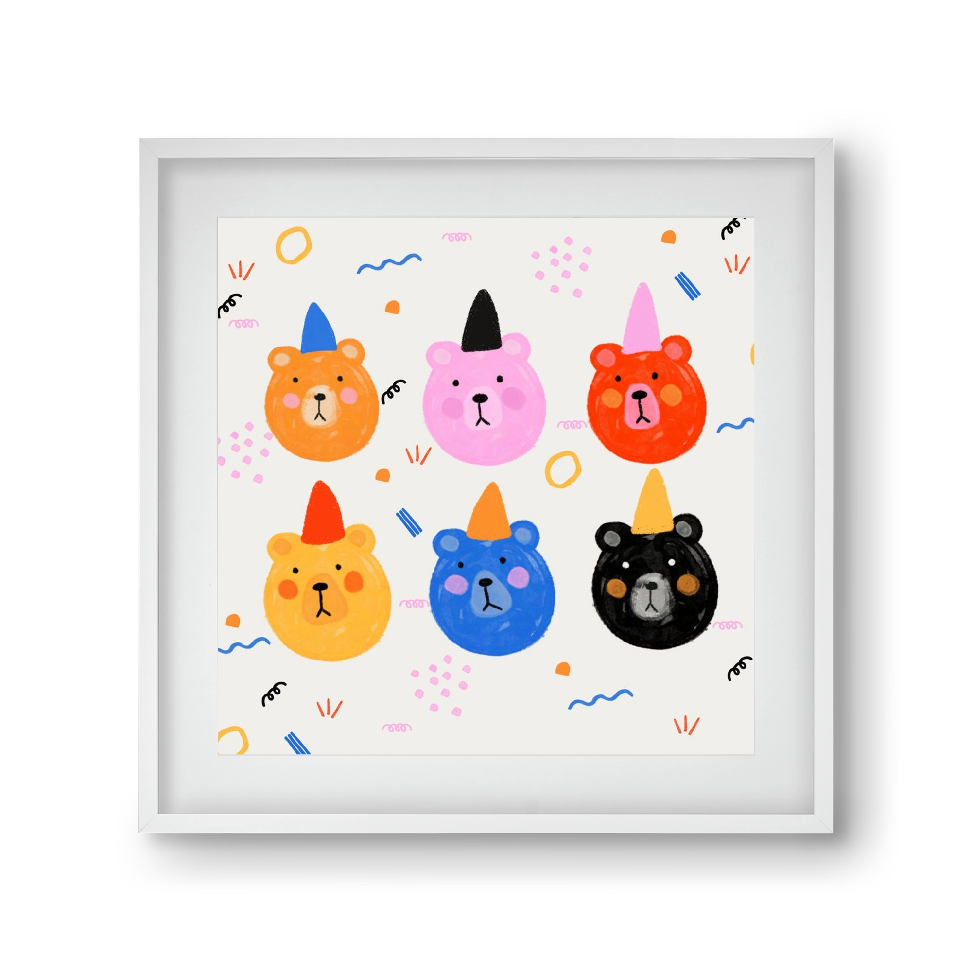 Party Bears , 30x30 cm (20x20 cm), Fehér keret, paszpartuval