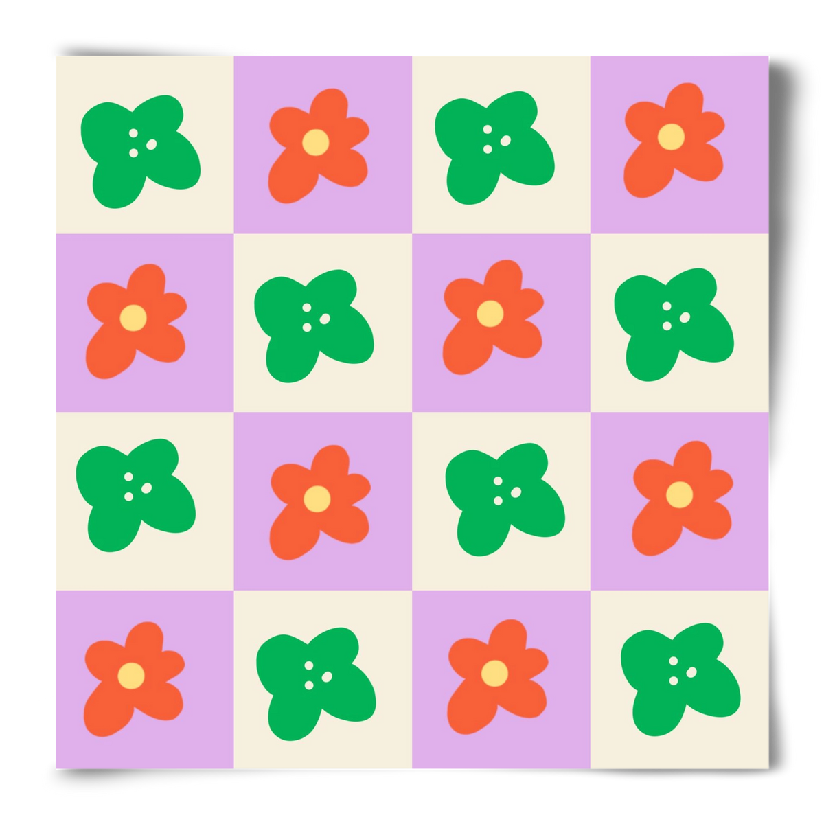 Checkered Flowers , 50x50 cm, Keret nélkül