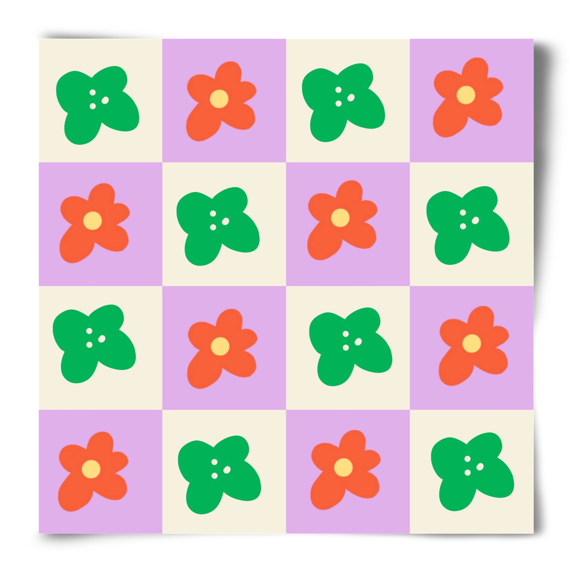 Checkered Flowers , 50x50 cm, Keret nélkül