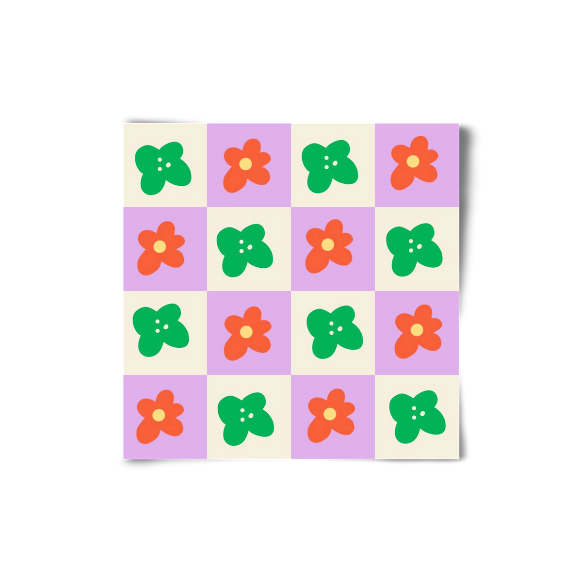 Checkered Flowers , 20x20 cm, Keret nélkül