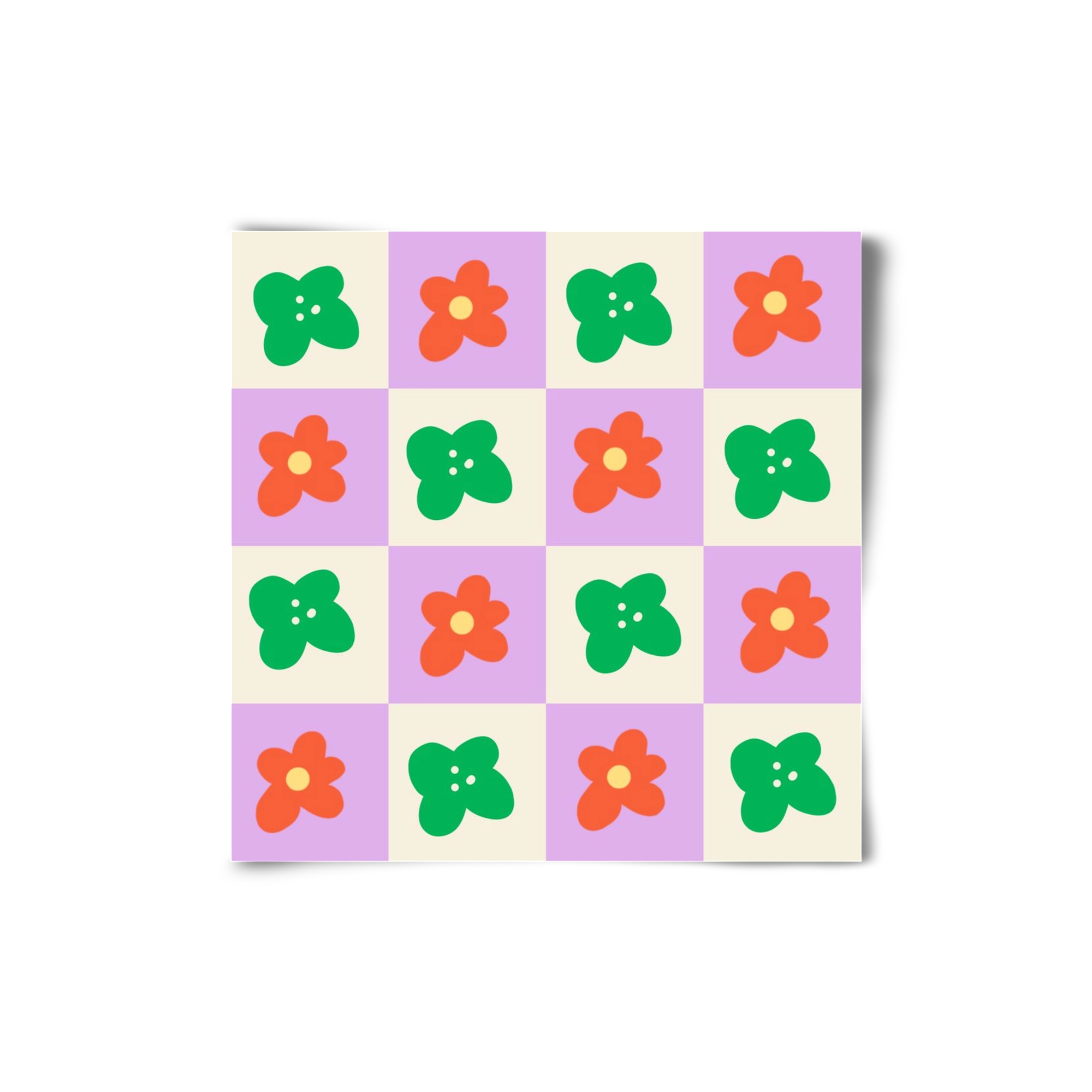 Checkered Flowers , 20x20 cm, Keret nélkül