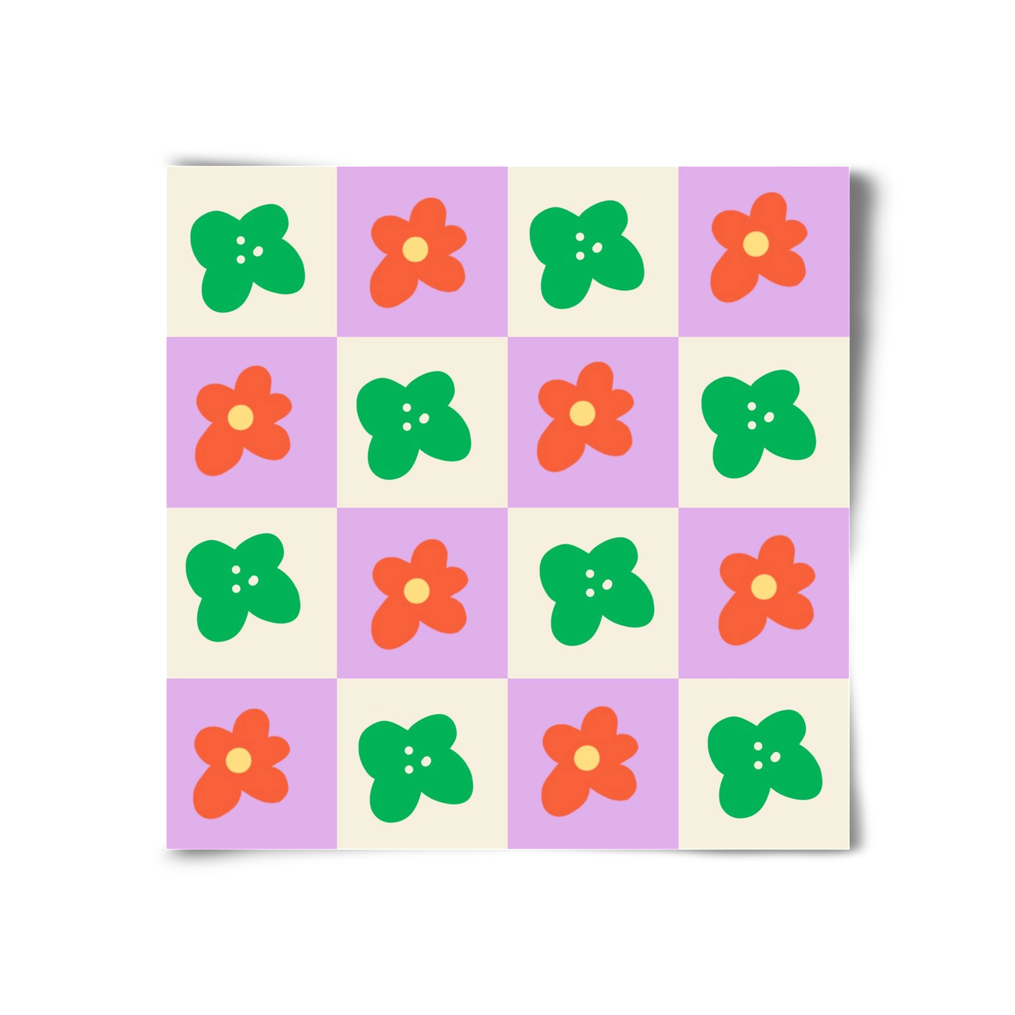 Checkered Flowers , 30x30 cm, Keret nélkül