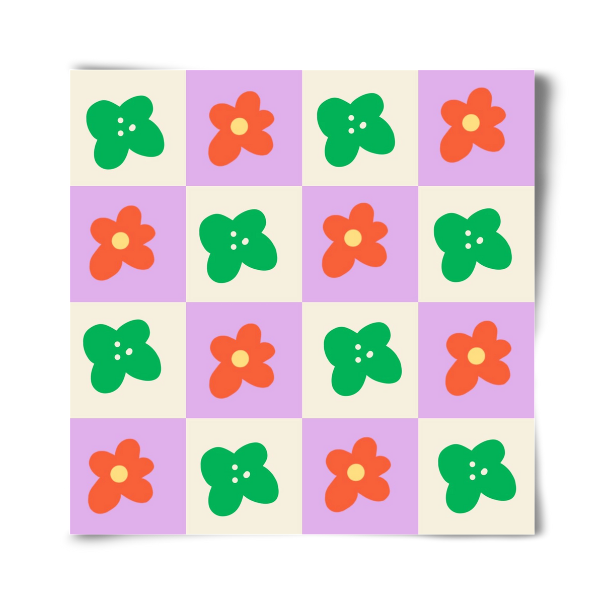 Checkered Flowers , 40x40 cm, Keret nélkül