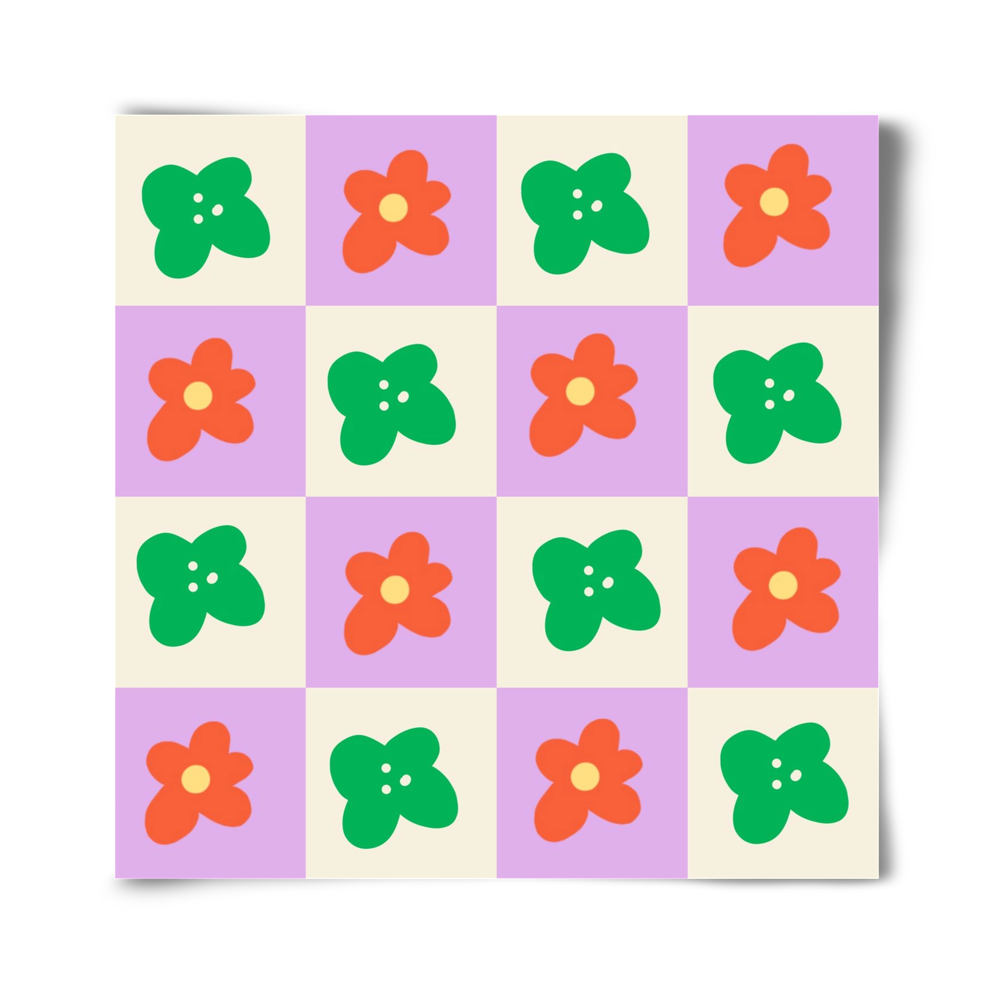 Checkered Flowers , 40x40 cm, Keret nélkül