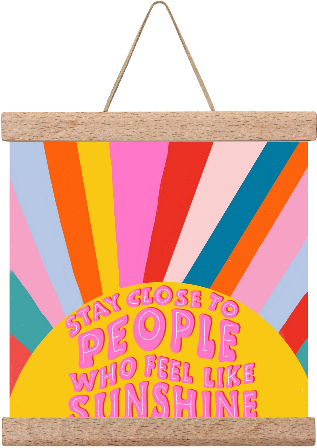 Stay Close To People Who Feel Like Sunshine , 20x20 cm (20x20 cm), Tölgy akasztó