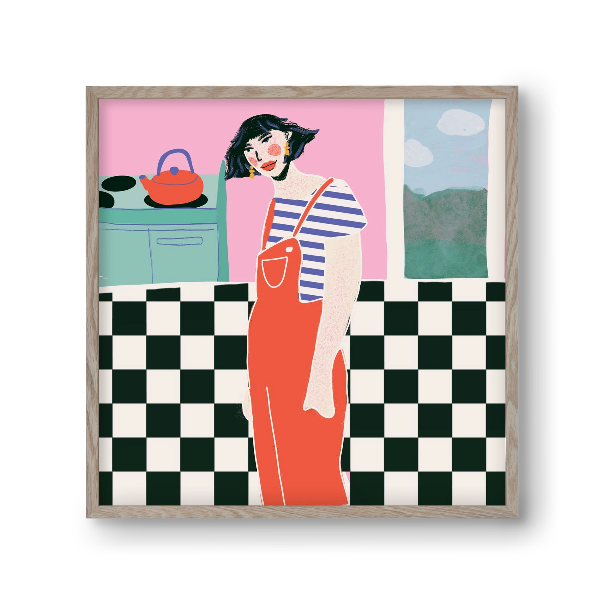 You Look Like You Need A Cuppa, 30x30 cm (30x30 cm), Tölgy keret