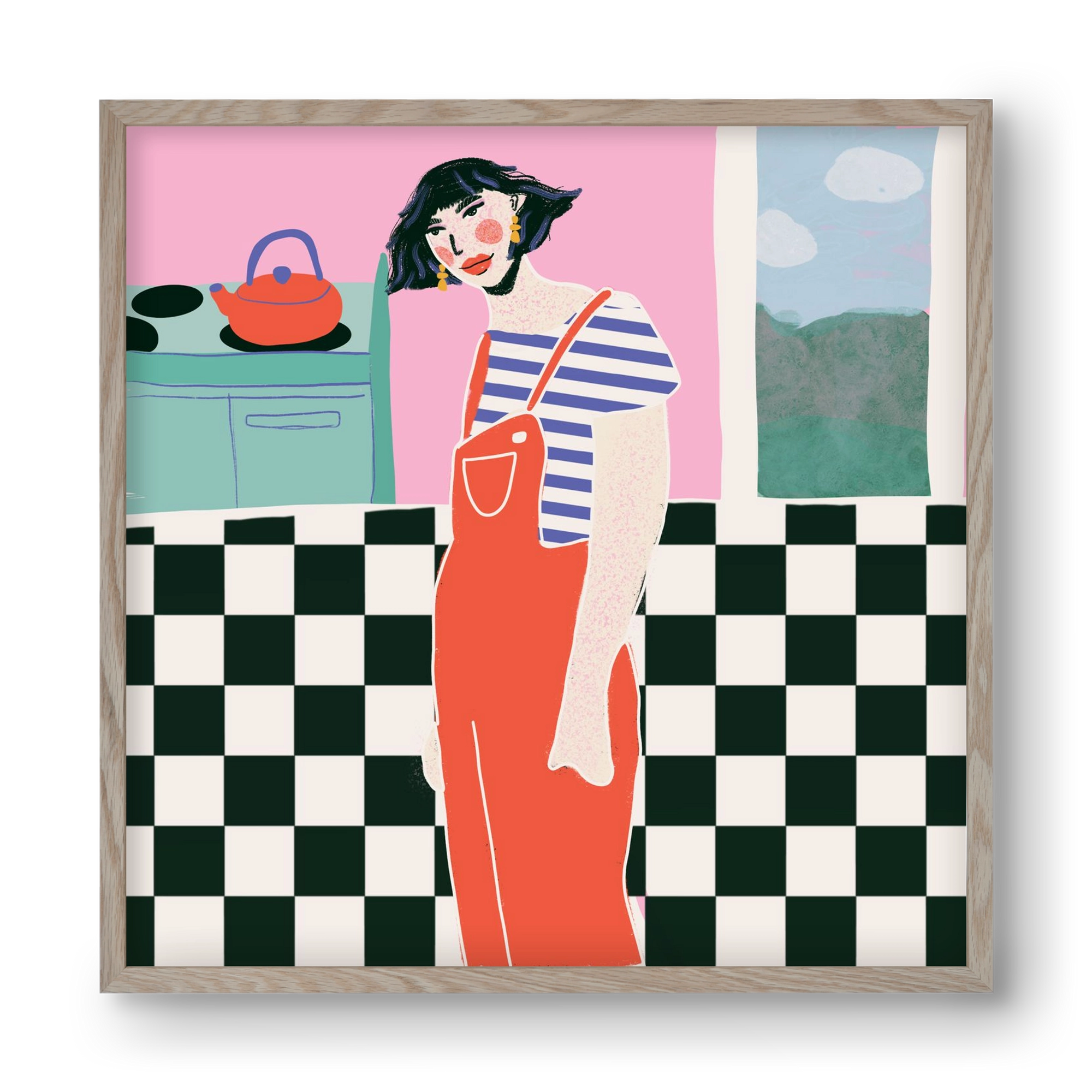 You Look Like You Need A Cuppa, 40x40 cm (40x40 cm), Tölgy keret