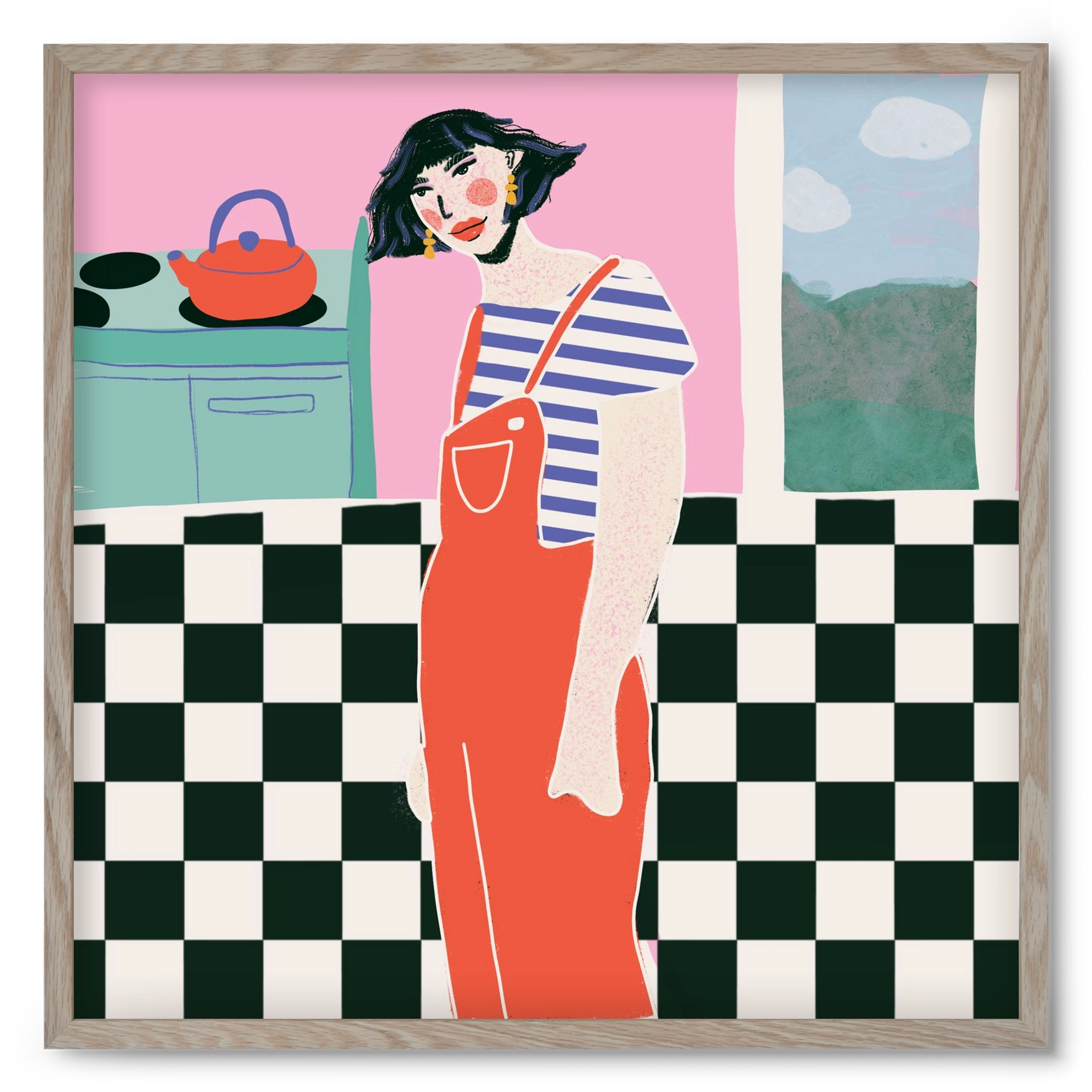 You Look Like You Need A Cuppa, 50x50 cm (50x50 cm), Tölgy keret