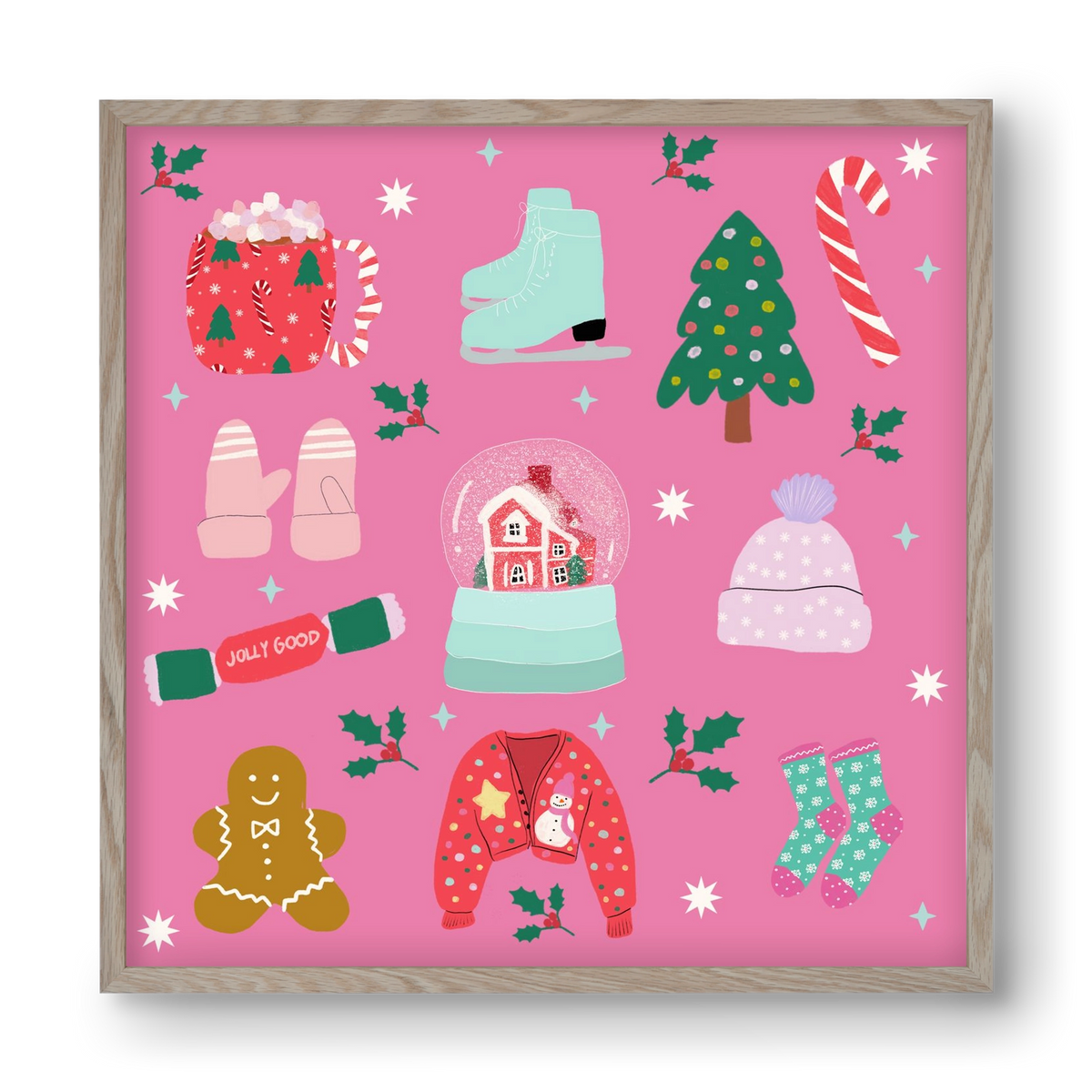 Cozy Season , 40x40 cm (40x40 cm), Tölgy keret