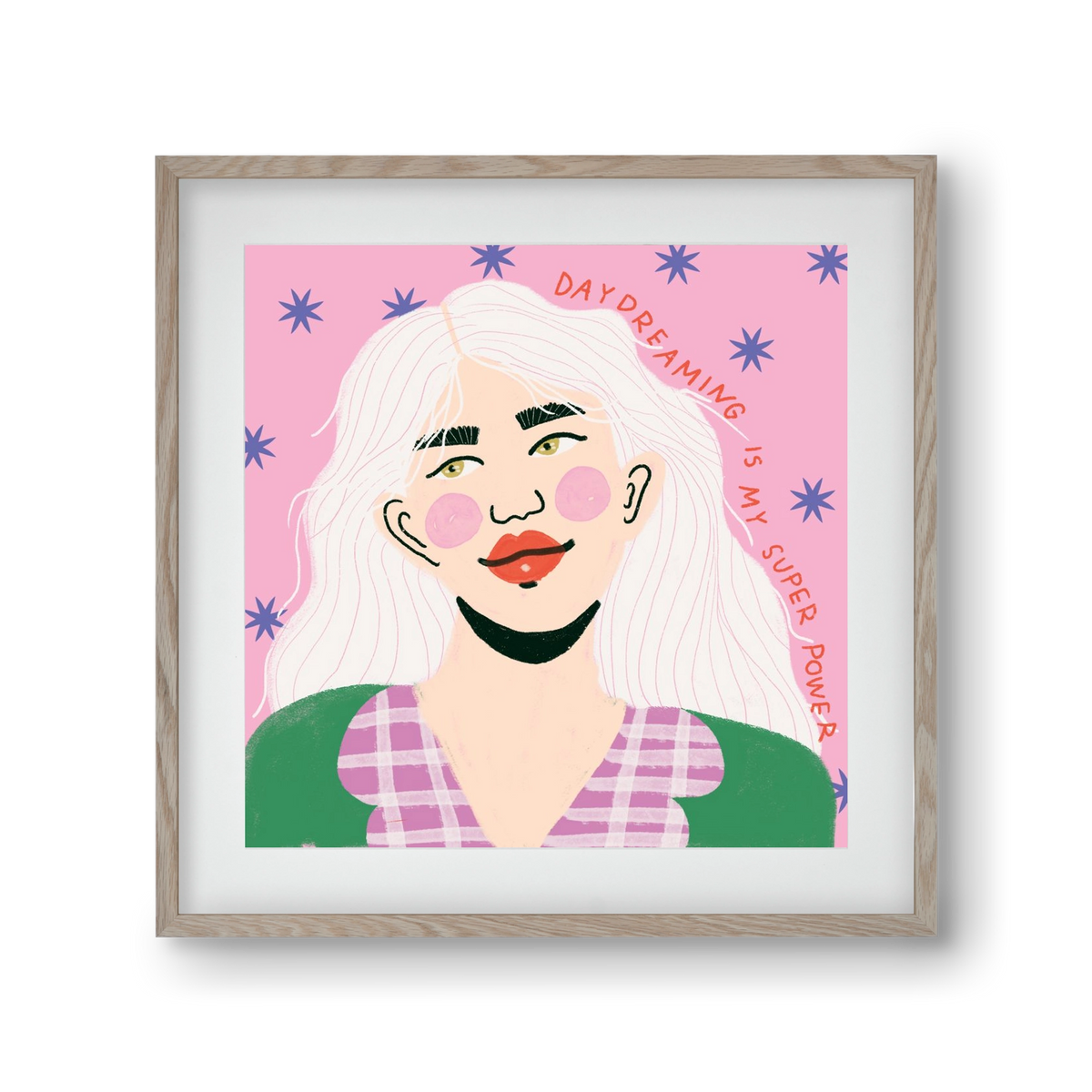 Daydreaming Is My Superpower, 30x30 cm (20x20 cm), Tölgy keret, paszpartuval
