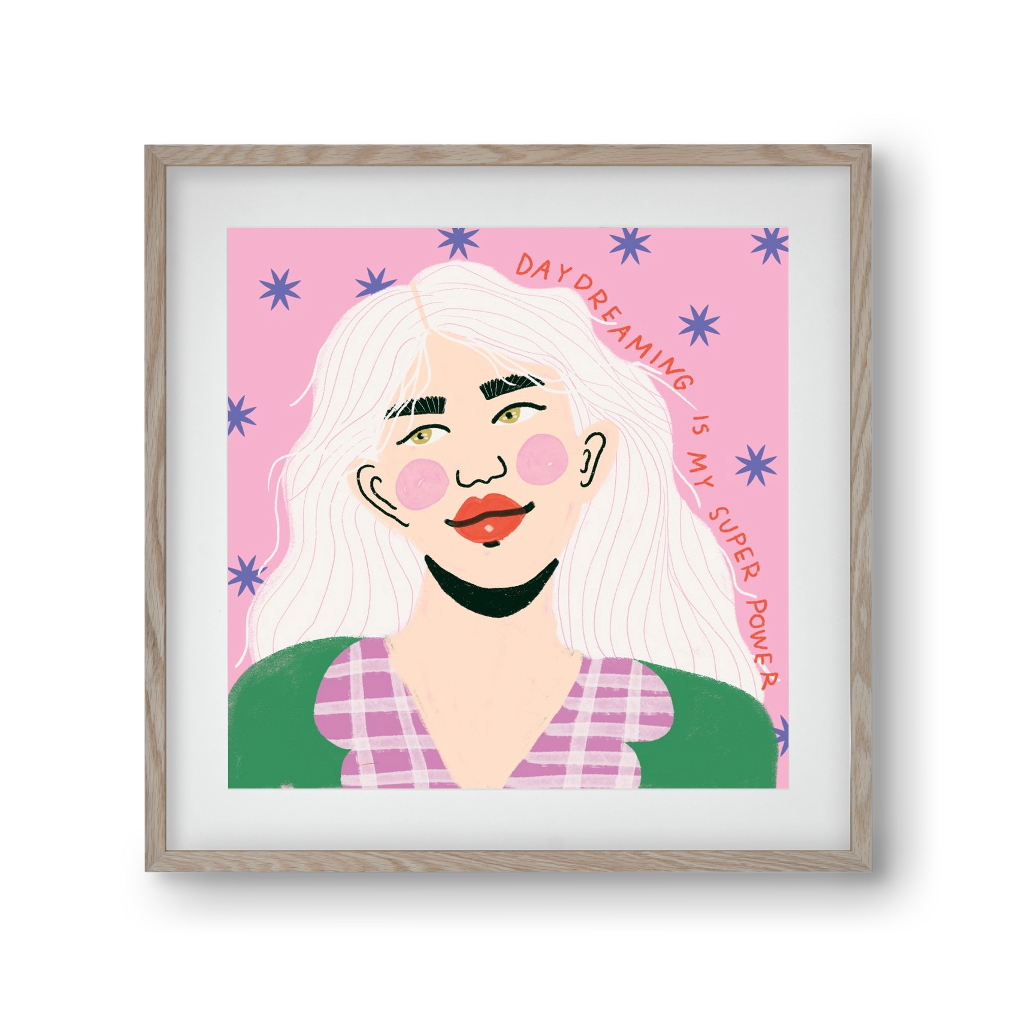 Daydreaming Is My Superpower, 30x30 cm (20x20 cm), Tölgy keret, paszpartuval