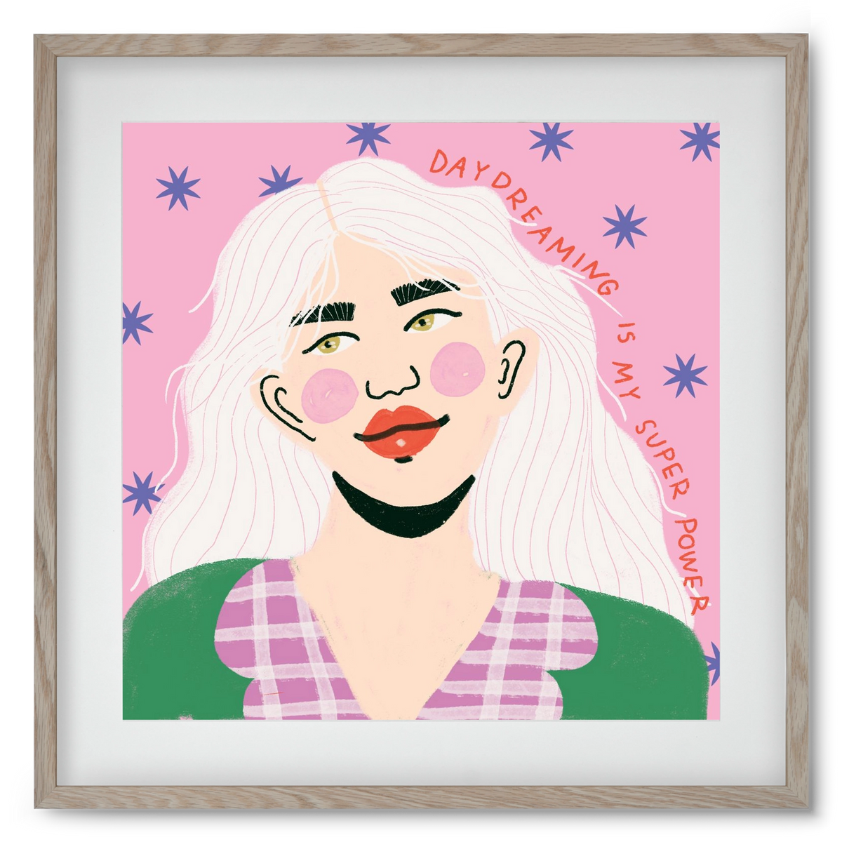 Daydreaming Is My Superpower, 50x50 cm (40x40 cm), Tölgy keret, paszpartuval