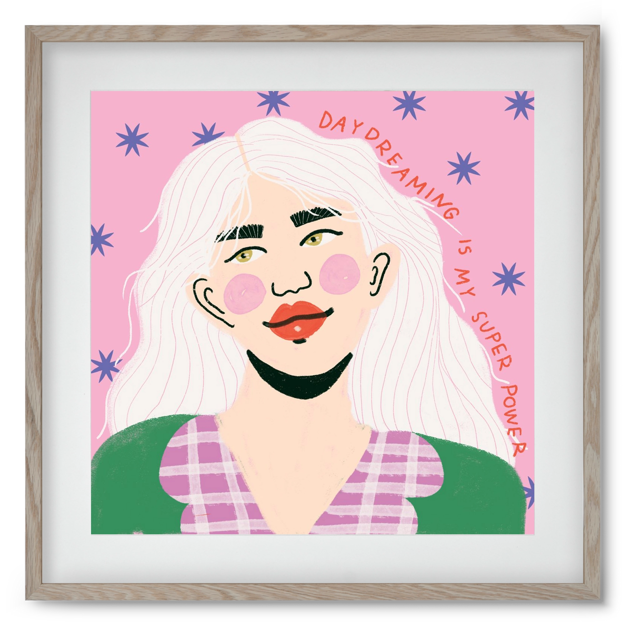 Daydreaming Is My Superpower, 50x50 cm (40x40 cm), Tölgy keret, paszpartuval