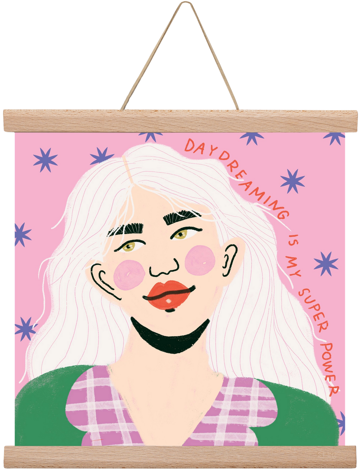 Daydreaming Is My Superpower, 30x30 cm (30x30 cm), Tölgy akasztó