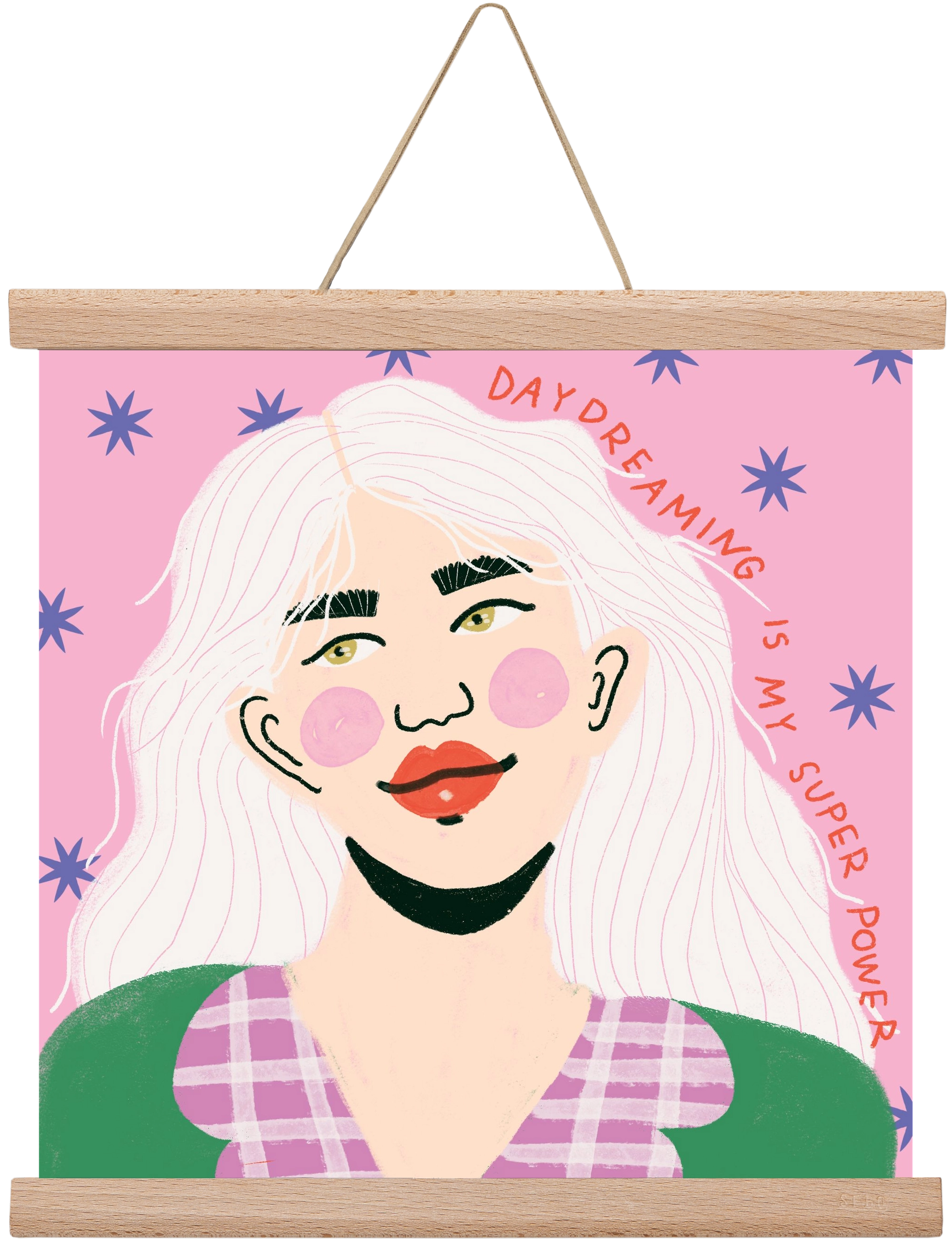 Daydreaming Is My Superpower, 30x30 cm (30x30 cm), Tölgy akasztó