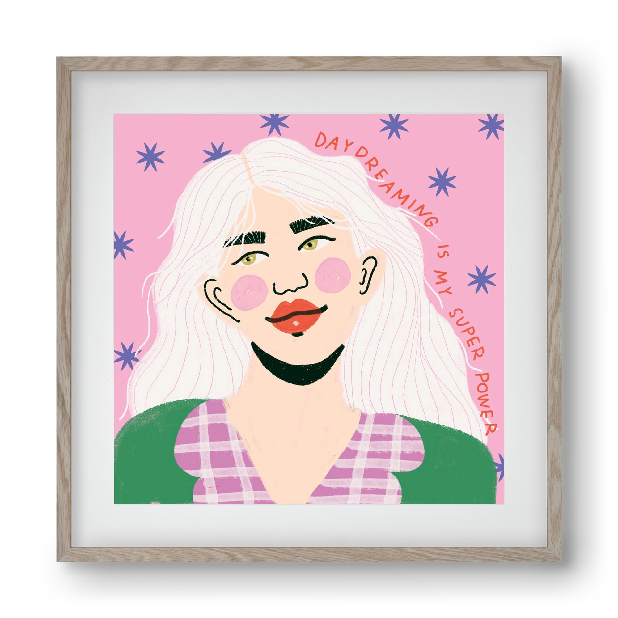 Daydreaming Is My Superpower, 40x40 cm (30x30 cm), Tölgy keret, paszpartuval
