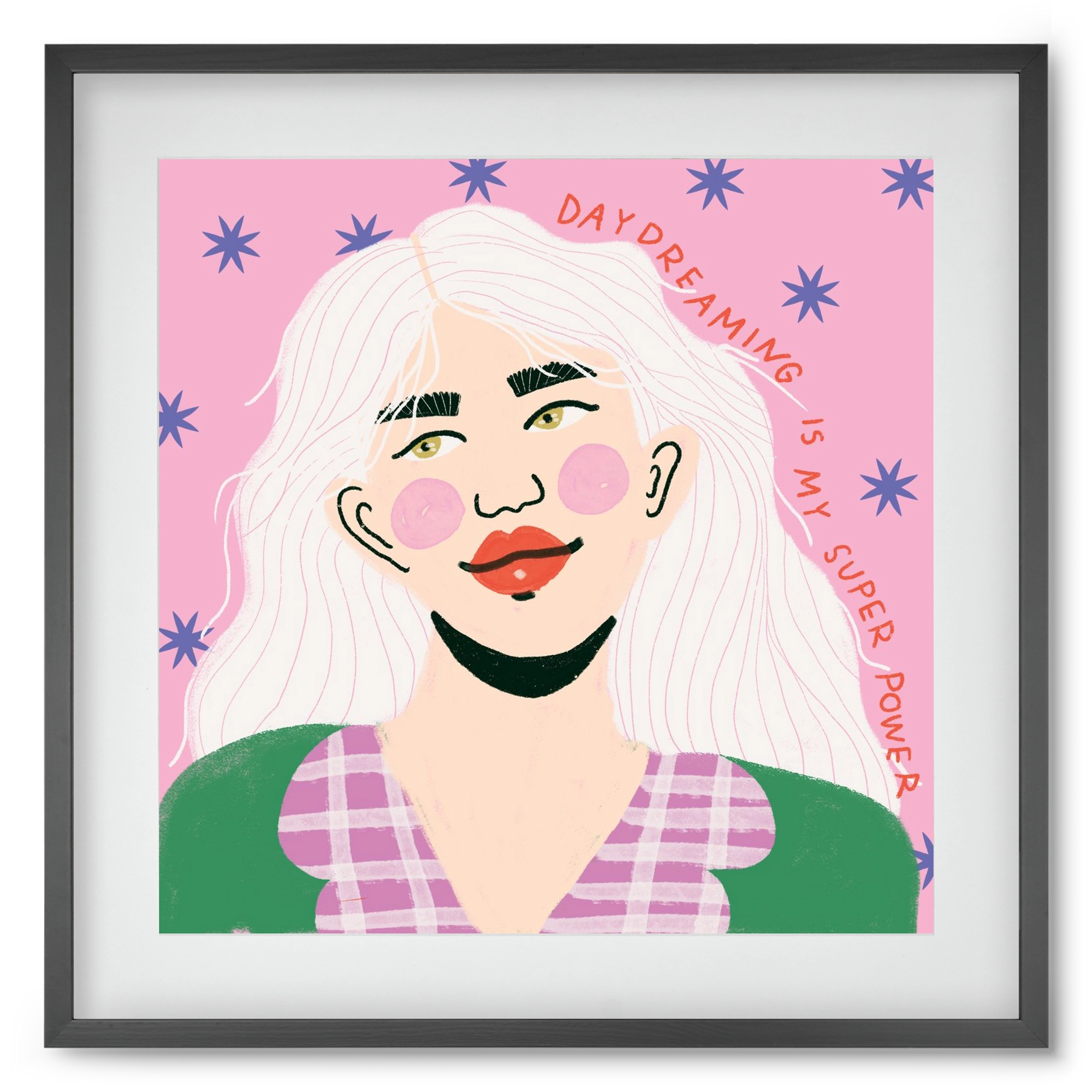 Daydreaming Is My Superpower, 50x50 cm (40x40 cm), Fekete keret, paszpartuval