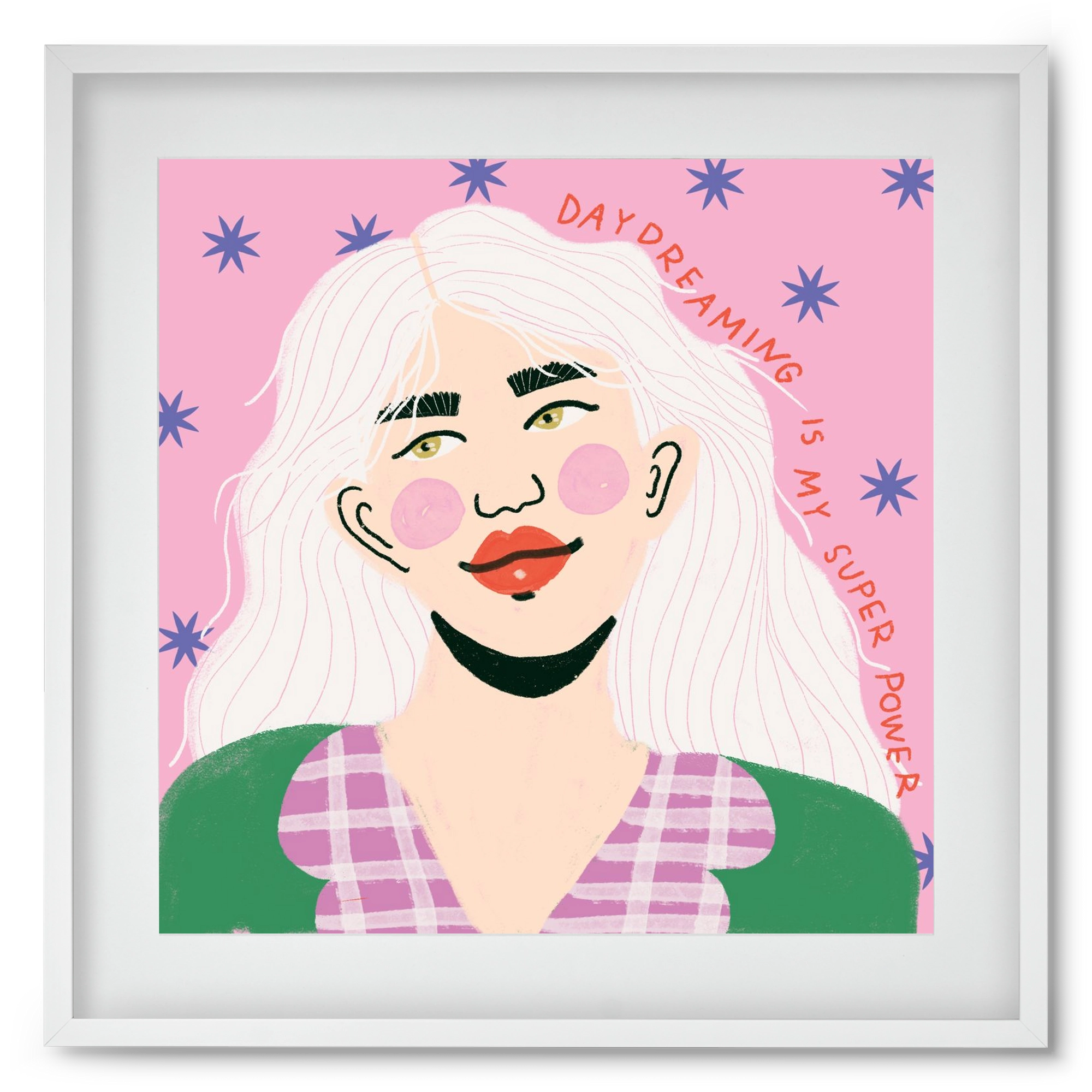 Daydreaming Is My Superpower, 50x50 cm (40x40 cm), Fehér keret, paszpartuval