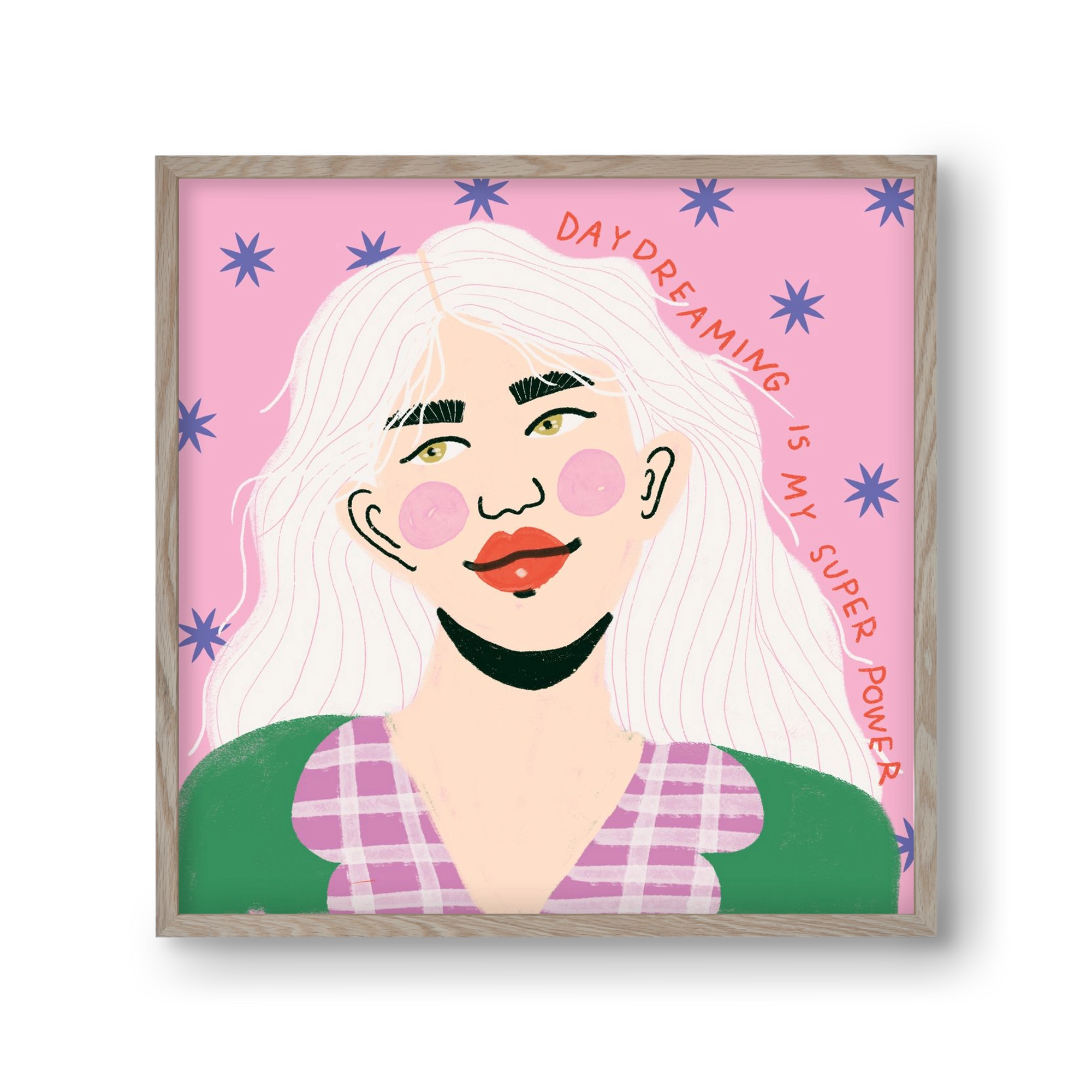 Daydreaming Is My Superpower, 30x30 cm (30x30 cm), Tölgy keret