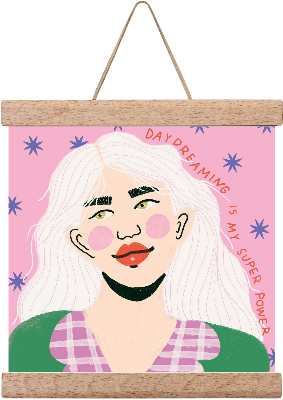 Daydreaming Is My Superpower, 20x20 cm (20x20 cm), Tölgy akasztó