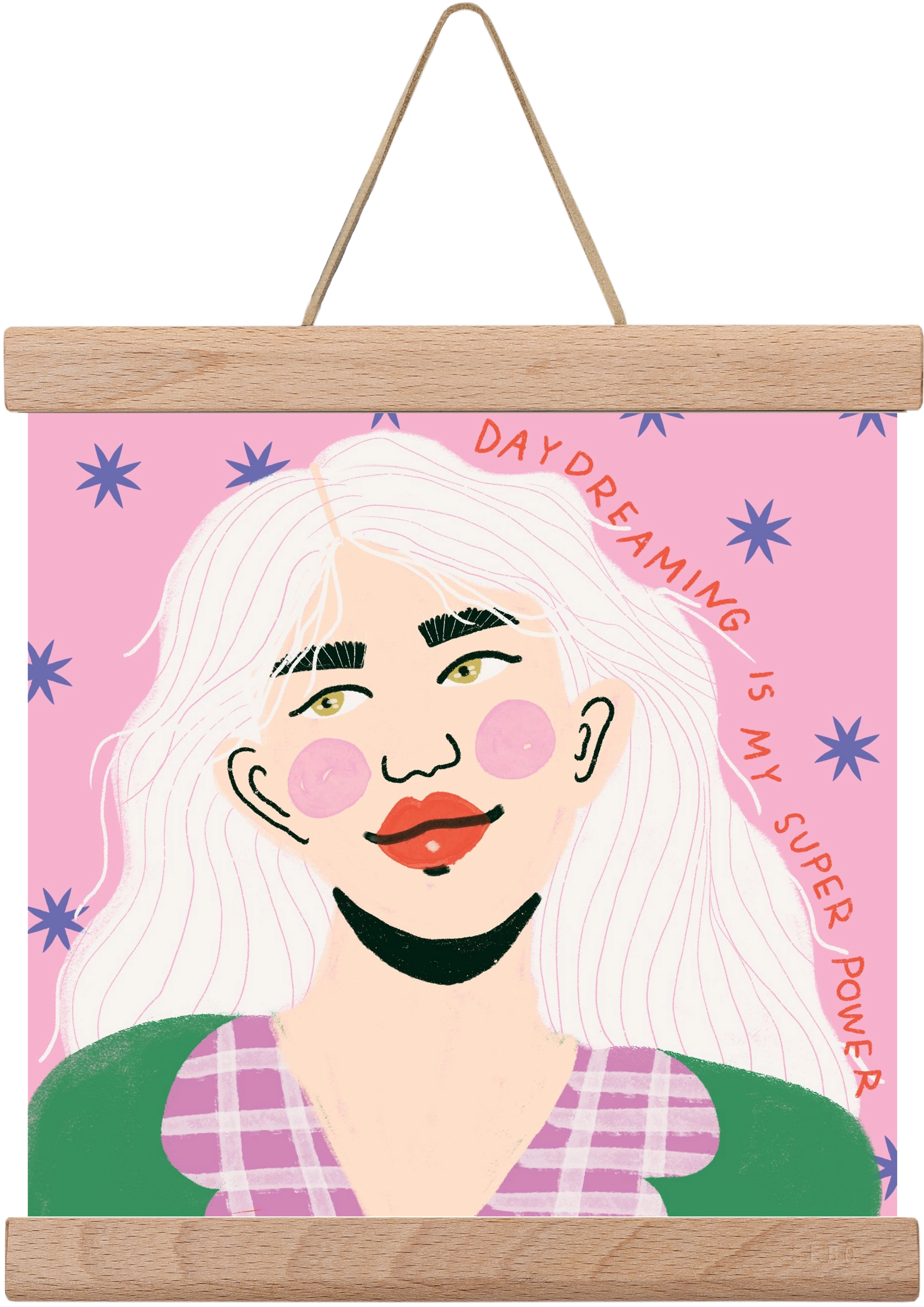 Daydreaming Is My Superpower, 20x20 cm (20x20 cm), Tölgy akasztó