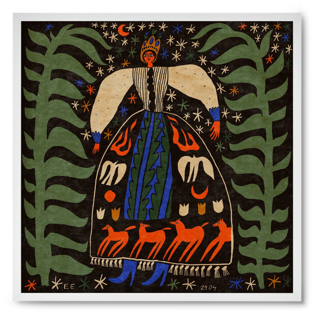 Horse skirt, 50x50 cm (50x50 cm), Fehér keret