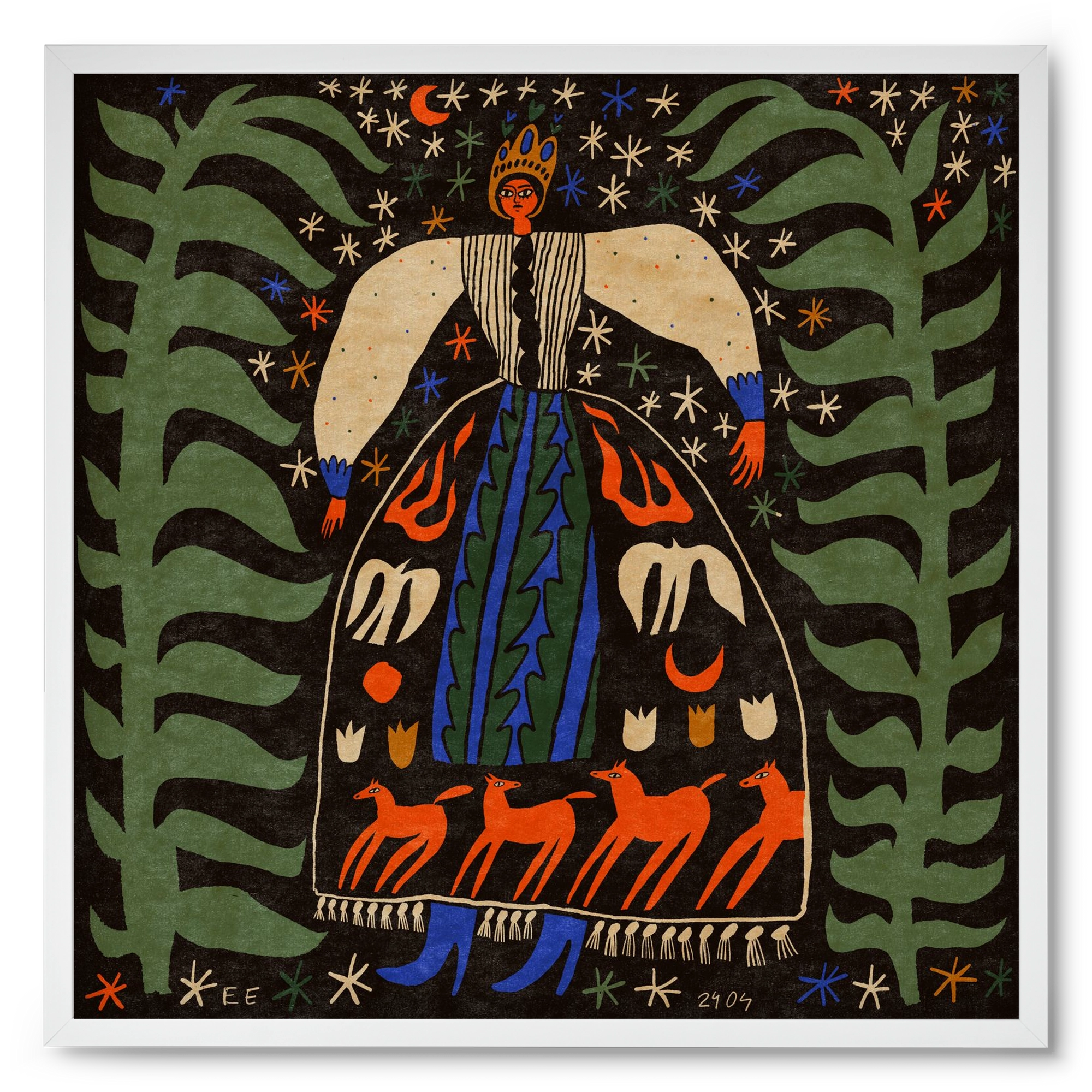 Horse skirt, 50x50 cm (50x50 cm), Fehér keret