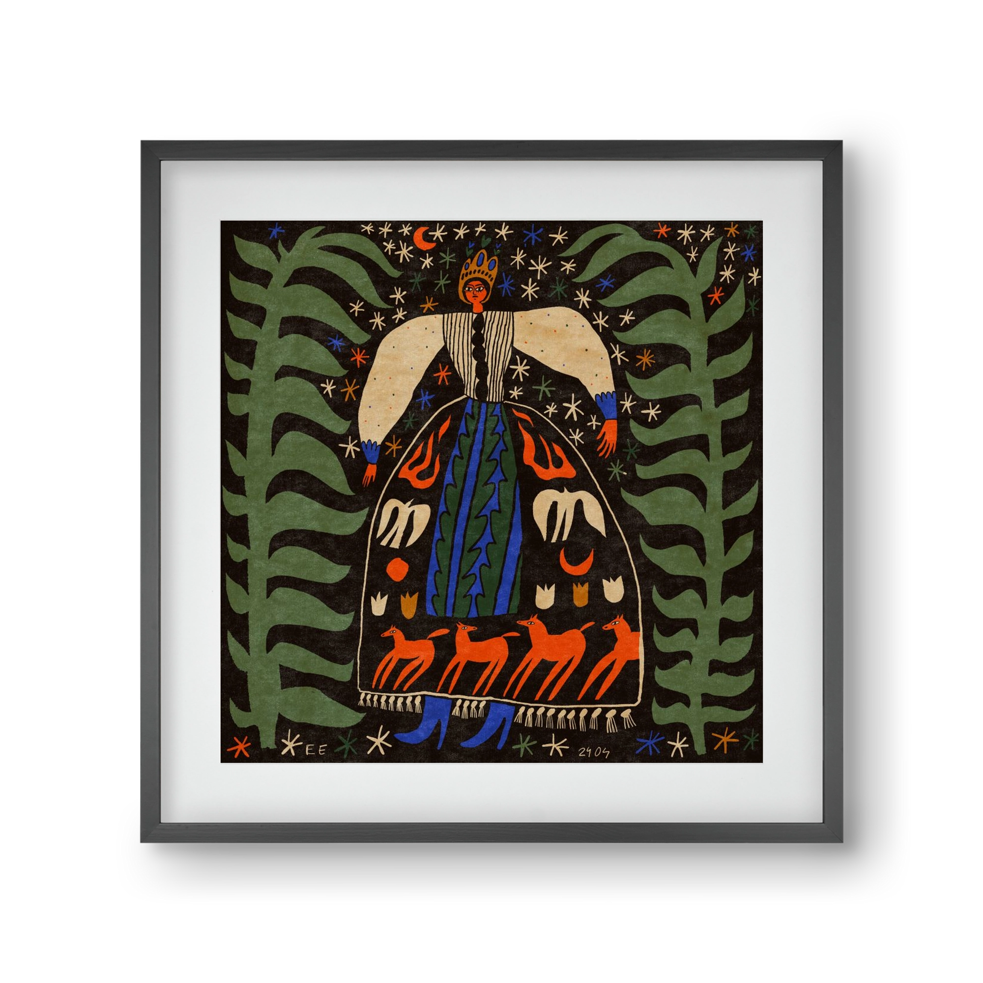 Horse skirt, 30x30 cm (20x20 cm), Fekete keret, paszpartuval