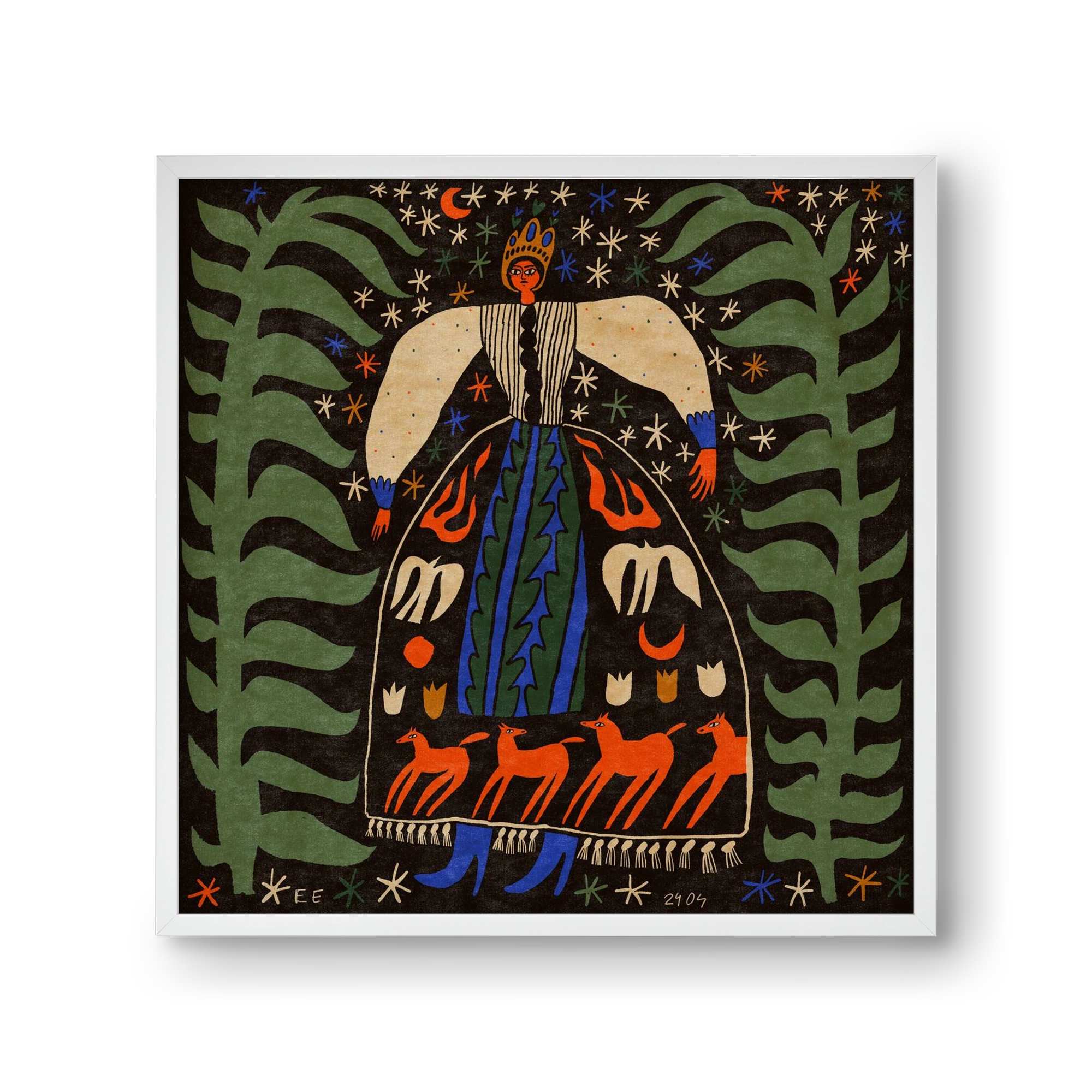 Horse skirt, 30x30 cm (30x30 cm), Fehér keret