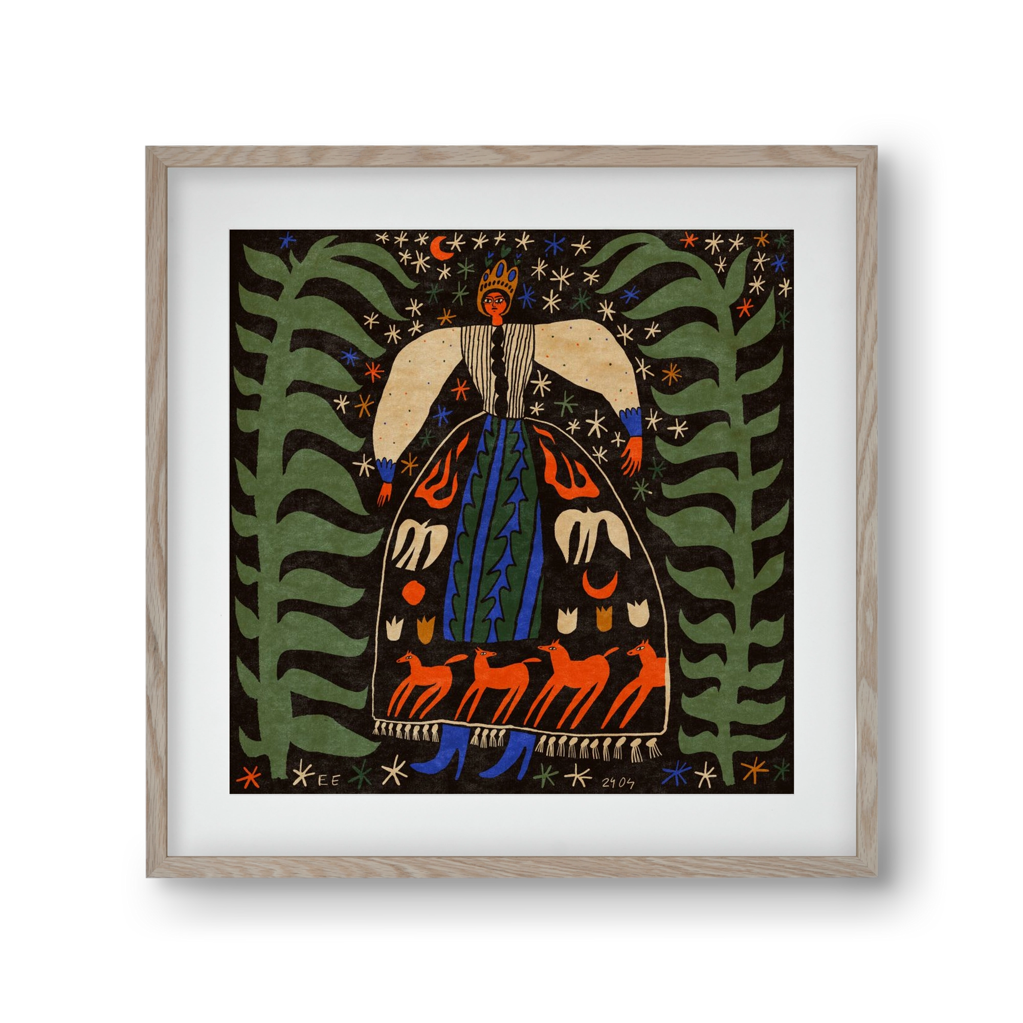 Horse skirt, 30x30 cm (20x20 cm), Tölgy keret, paszpartuval