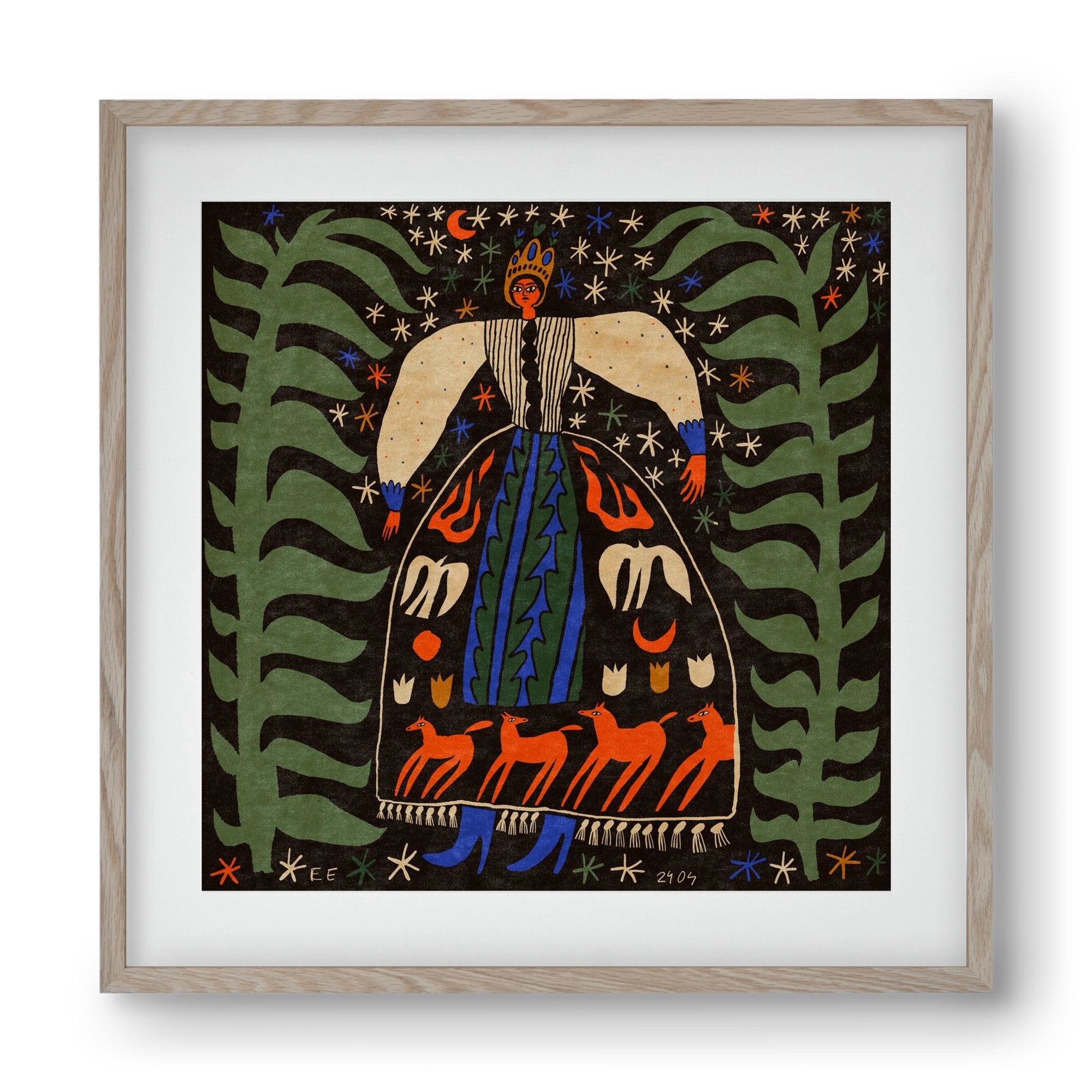 Horse skirt, 40x40 cm (30x30 cm), Tölgy keret, paszpartuval