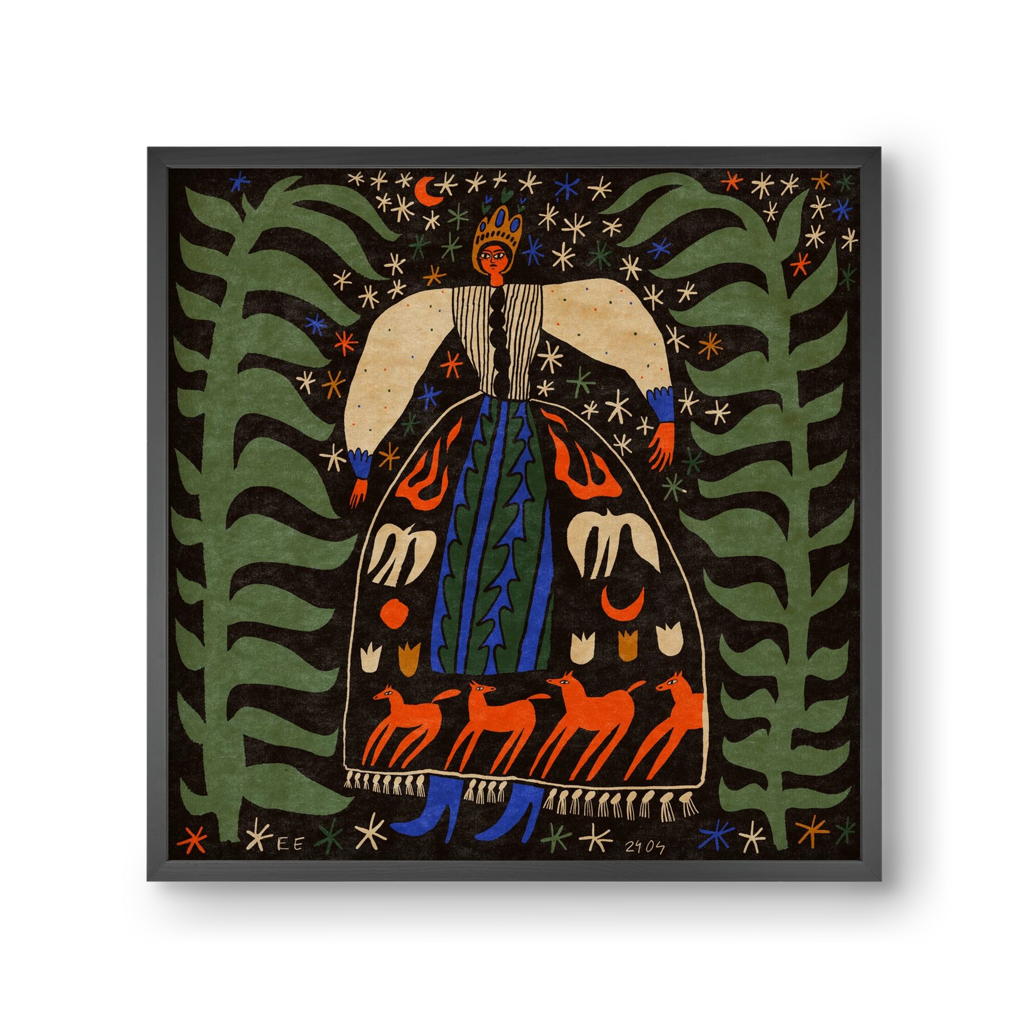 Horse skirt, 30x30 cm (30x30 cm), Fekete keret