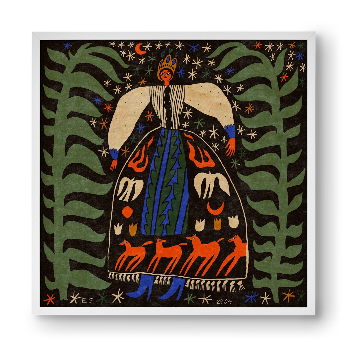 Horse skirt, 40x40 cm (40x40 cm), Fehér keret