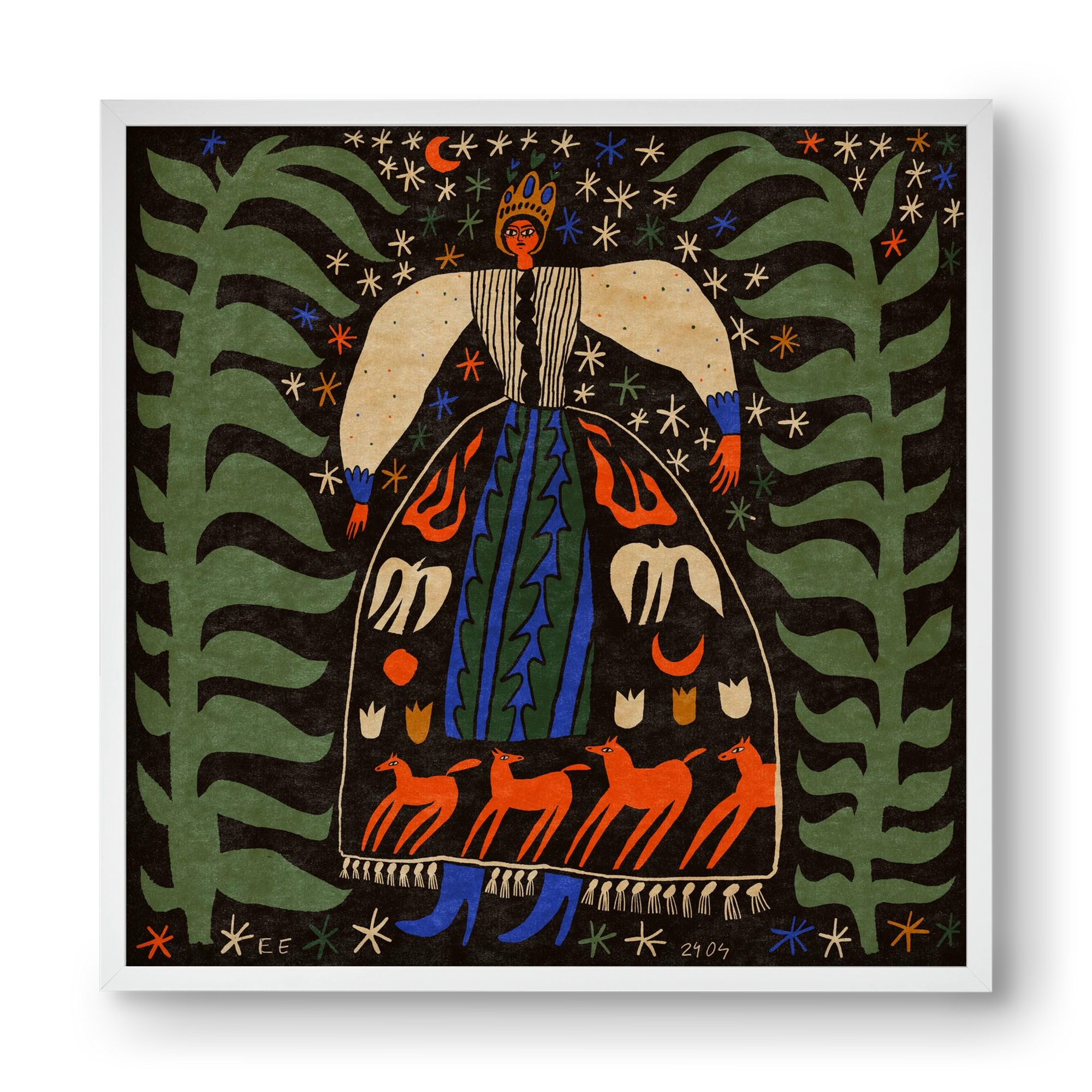 Horse skirt, 40x40 cm (40x40 cm), Fehér keret