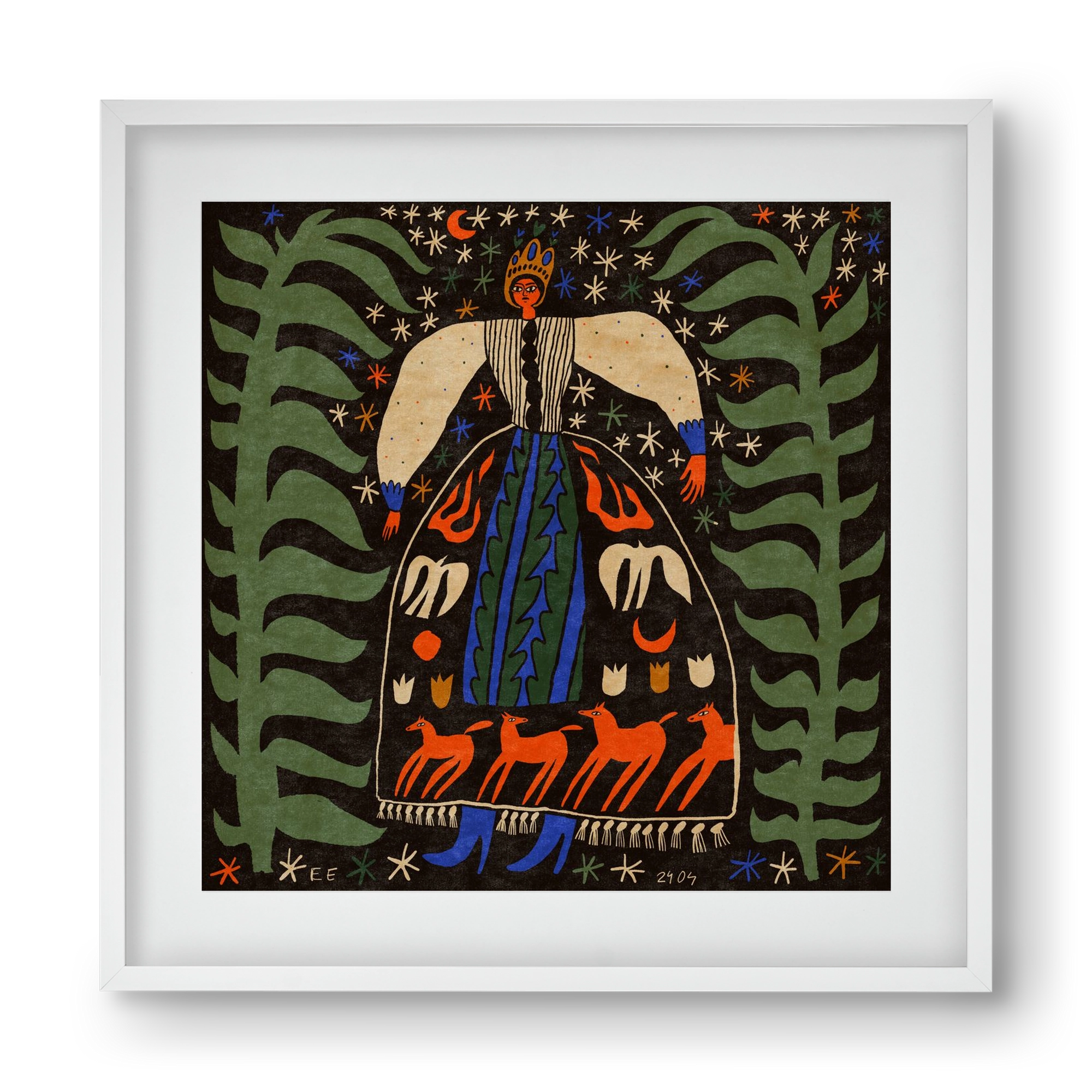 Horse skirt, 40x40 cm (30x30 cm), Fehér keret, paszpartuval