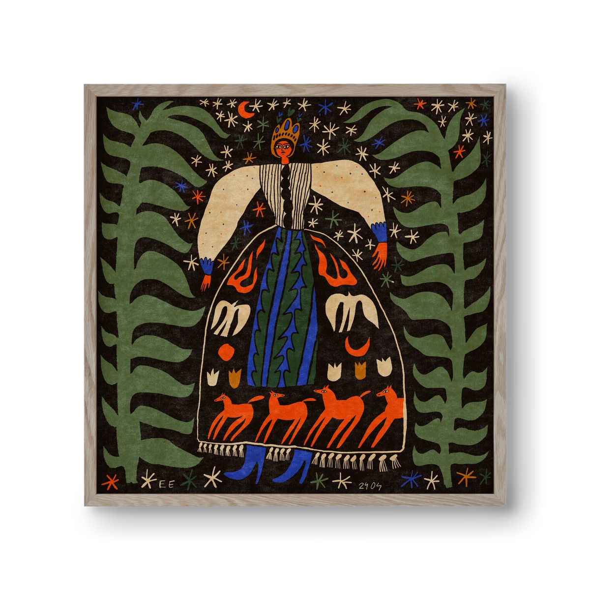 Horse skirt, 30x30 cm (30x30 cm), Tölgy keret