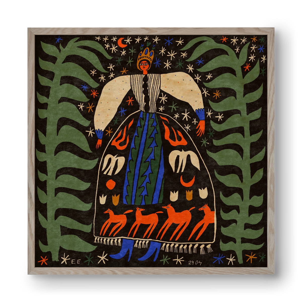 Horse skirt, 40x40 cm (40x40 cm), Tölgy keret