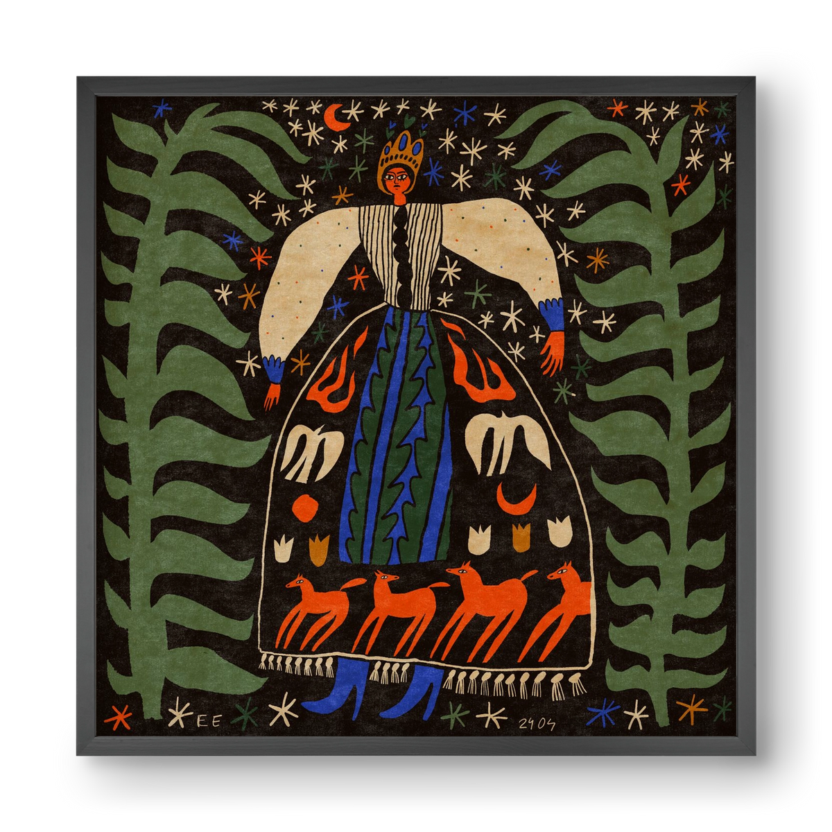 Horse skirt, 40x40 cm (40x40 cm), Fekete keret